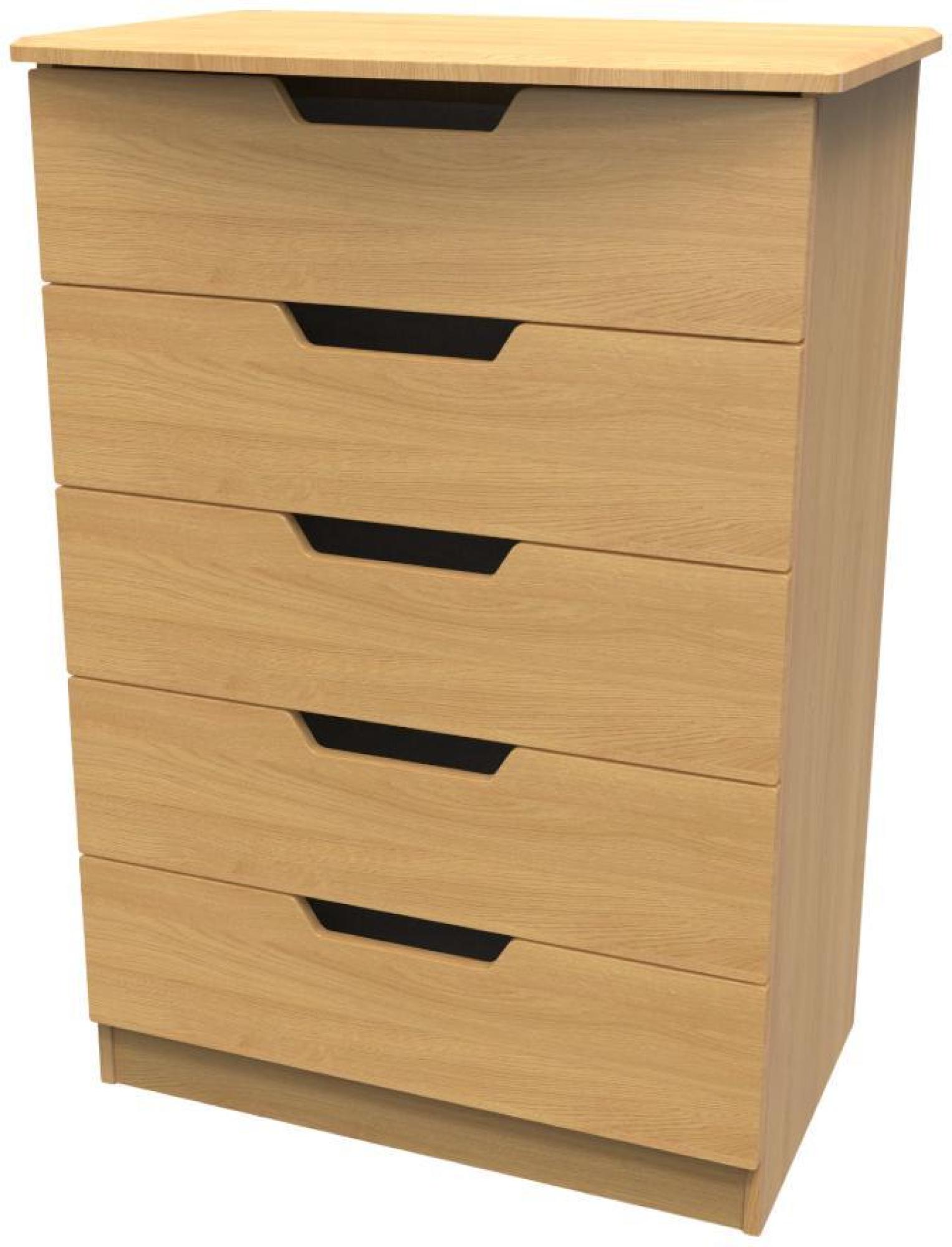 Product photograph of Bella Oak Effect 5 Drawer Chest from Choice Furniture Superstore.