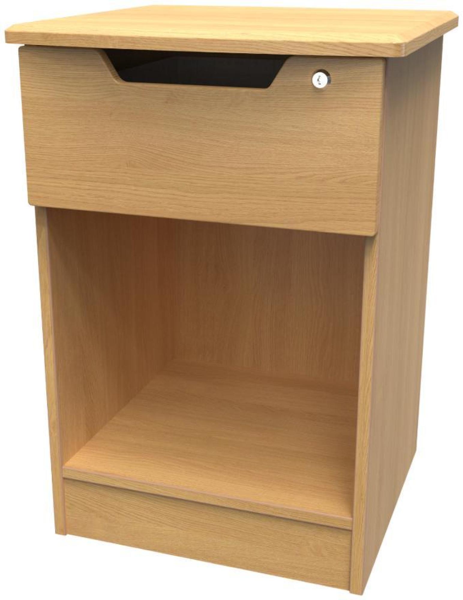 Product photograph of Bella Oak Effect 1 Drawer Bedside Table With Lock from Choice Furniture Superstore.