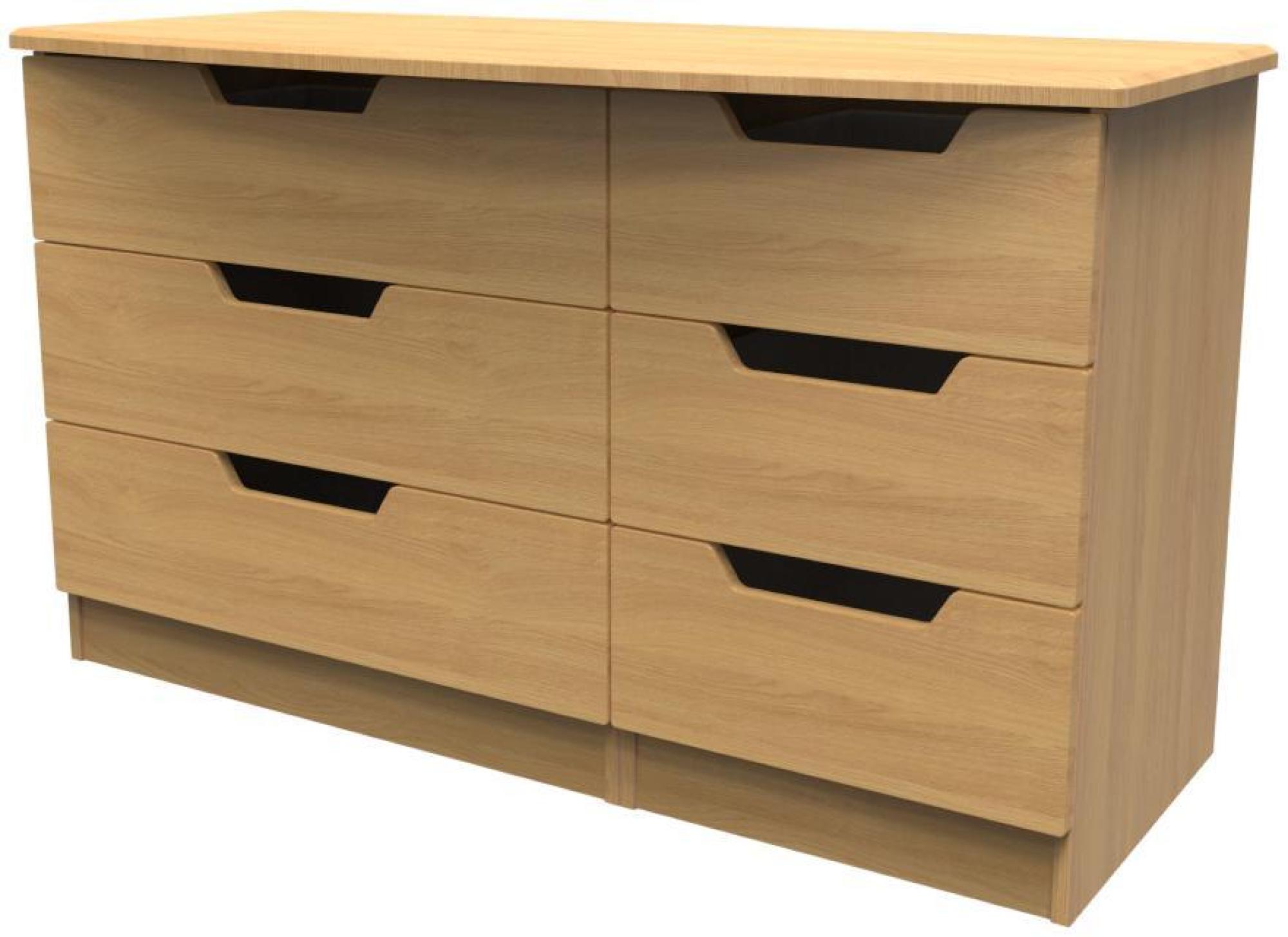 Product photograph of Bella Oak Effect 6 Drawer Midi Dresser from Choice Furniture Superstore.