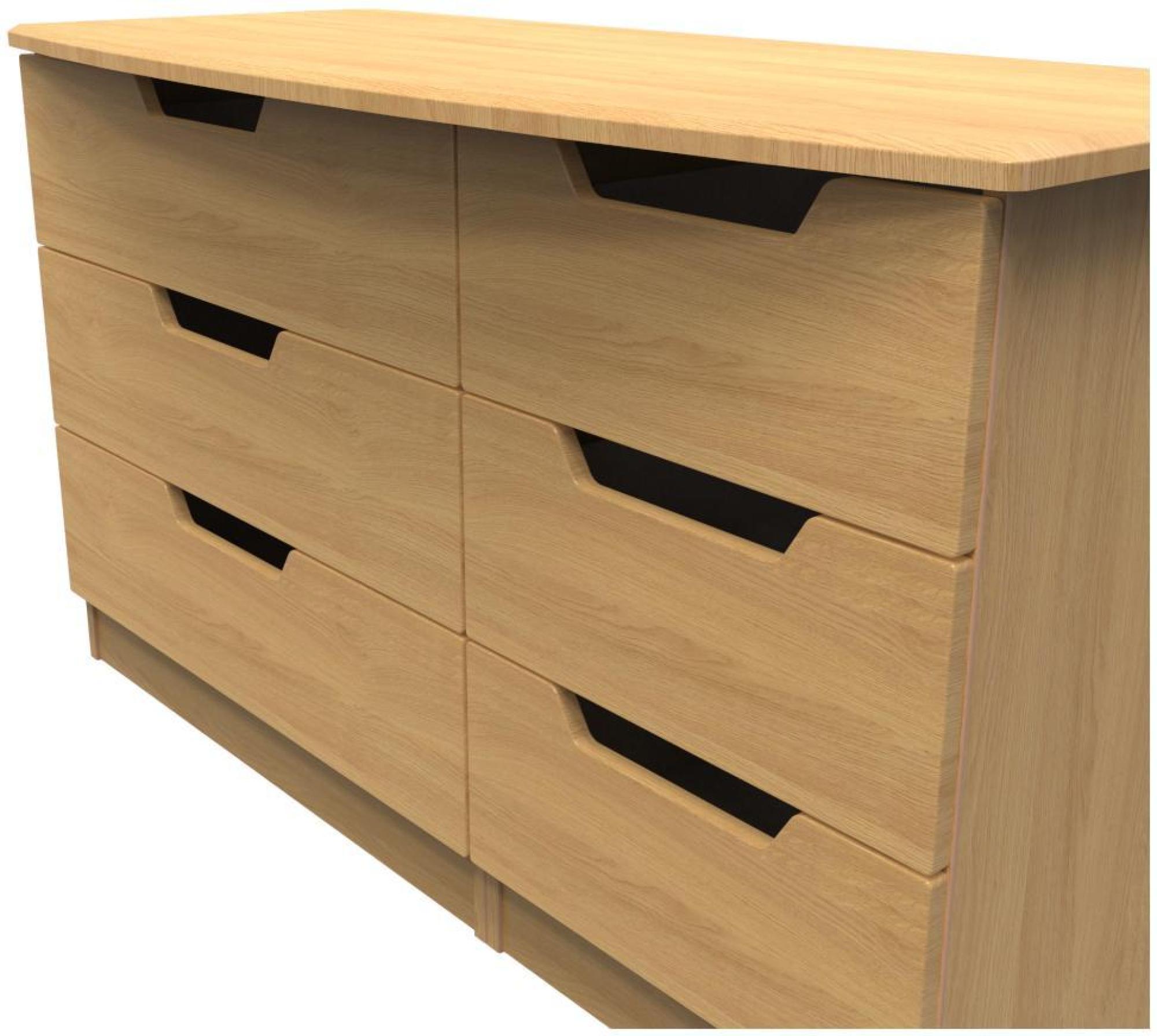 Product photograph of Bella Oak Effect 6 Drawer Midi Dresser from Choice Furniture Superstore.