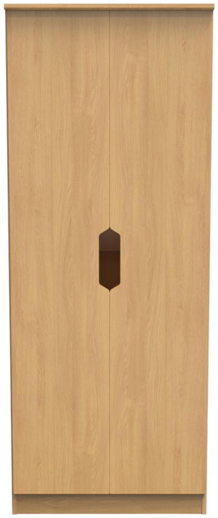 Product photograph of Bella Oak Effect 2 Door Plain Tall Wardrobe from Choice Furniture Superstore.