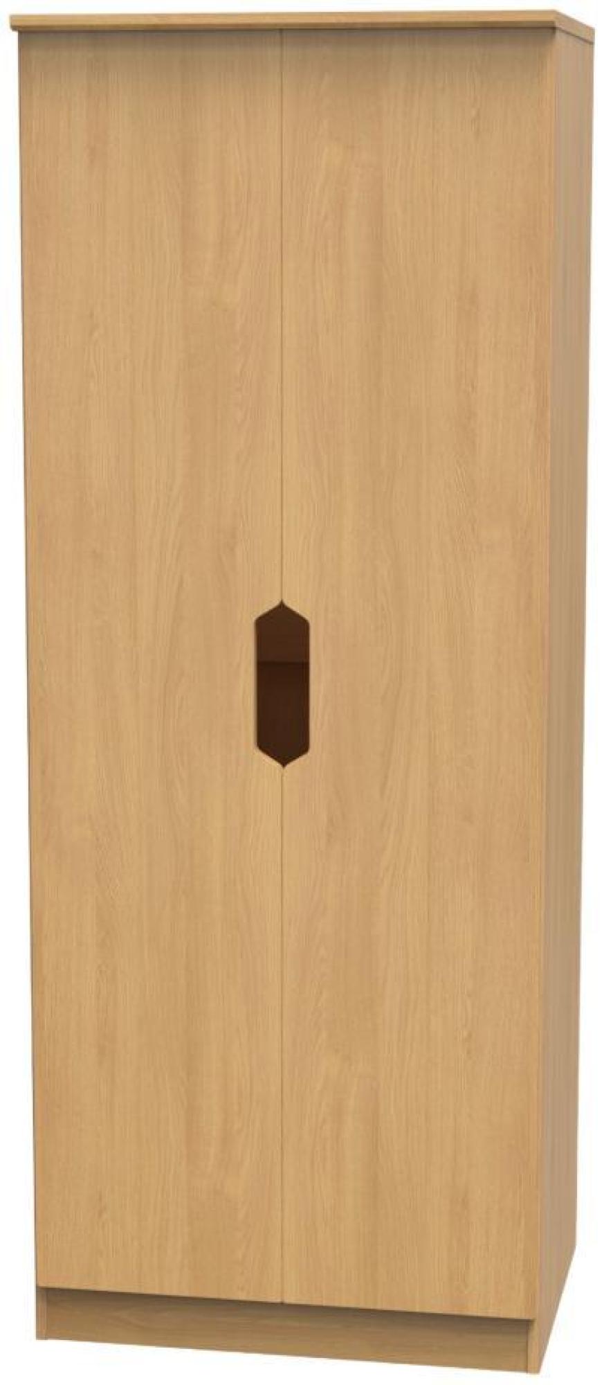 Product photograph of Bella Oak Effect 2 Door Plain Tall Wardrobe from Choice Furniture Superstore.