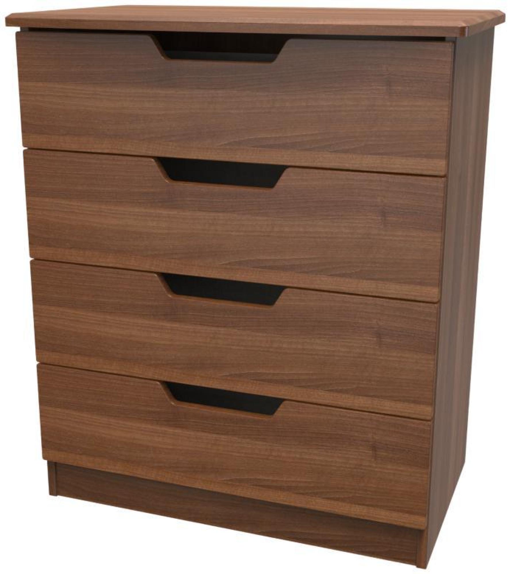 Product photograph of Bella Walnut Effect 4 Drawer Chest from Choice Furniture Superstore.