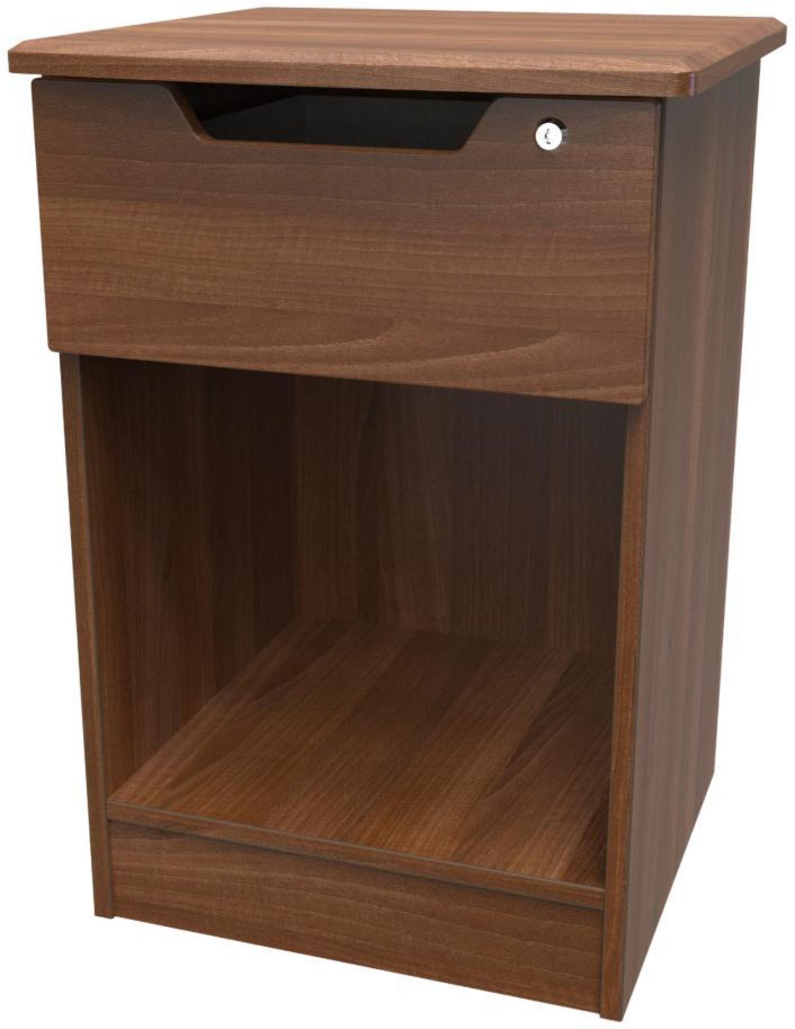 Product photograph of Bella Walnut Effect 1 Drawer Bedside Table With Lock from Choice Furniture Superstore.