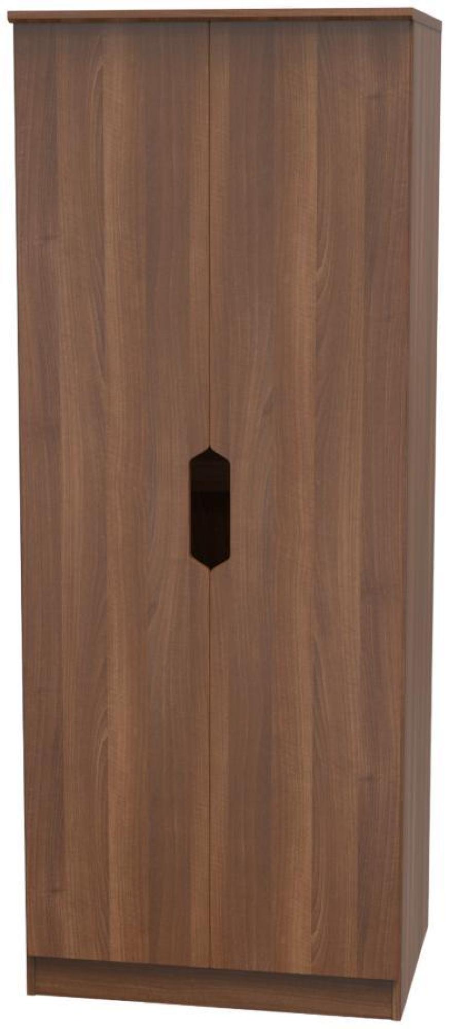 Product photograph of Bella Walnut Effect 2 Door Plain Tall Wardrobe from Choice Furniture Superstore.