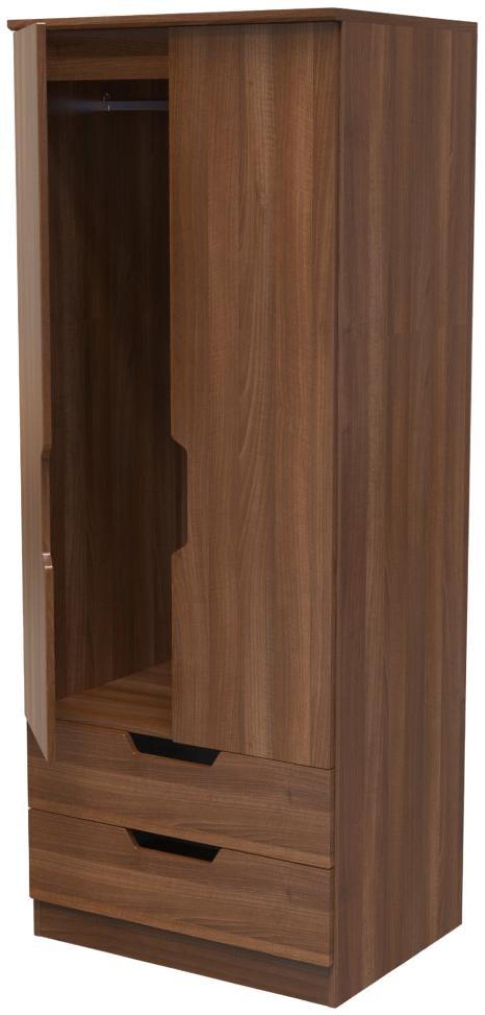 Product photograph of Bella Walnut Effect 2 Door 2 Drawer Double Wardrobe from Choice Furniture Superstore.