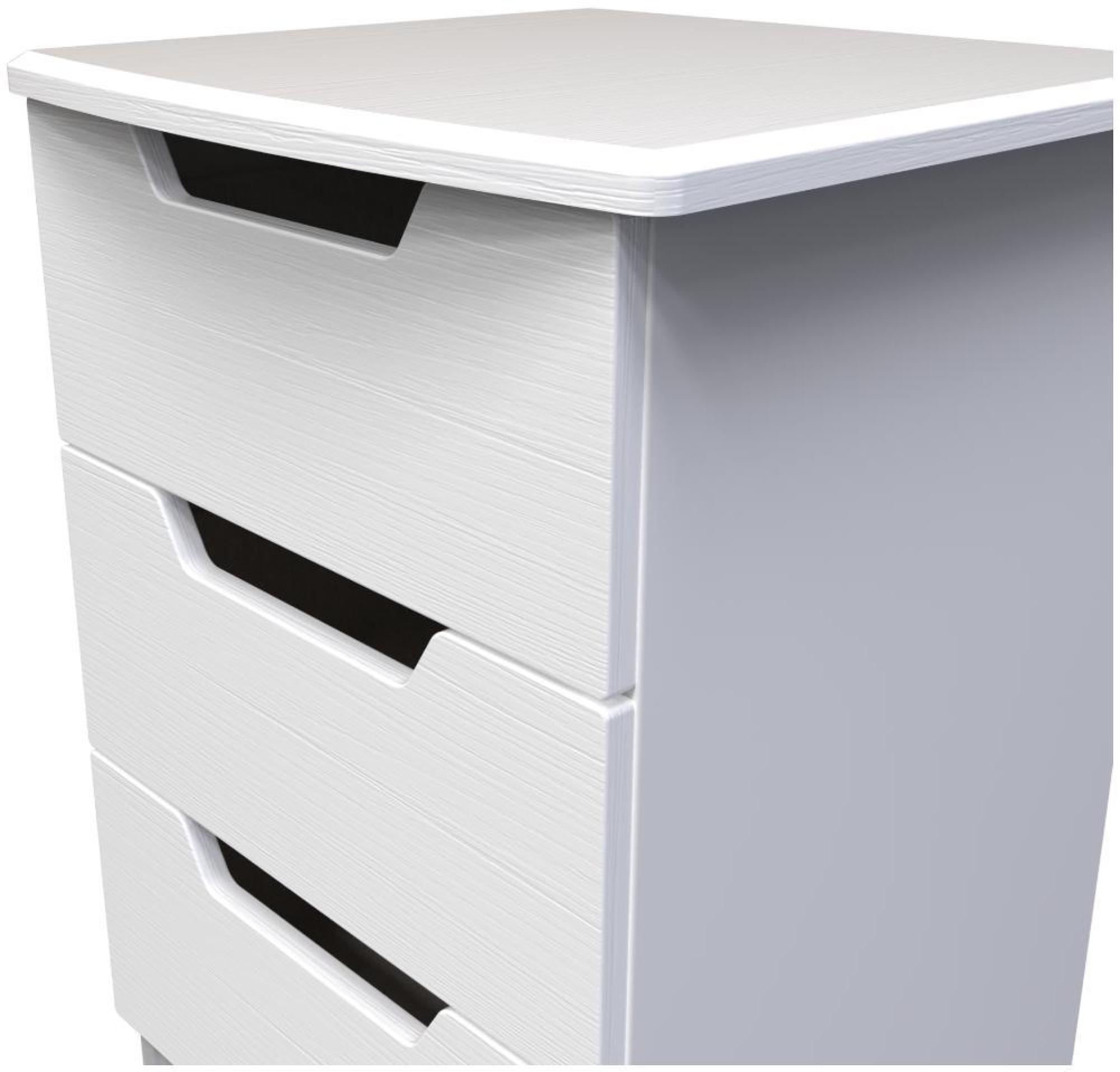 Product photograph of Bella White 3 Drawer Bedside Cabinet from Choice Furniture Superstore.