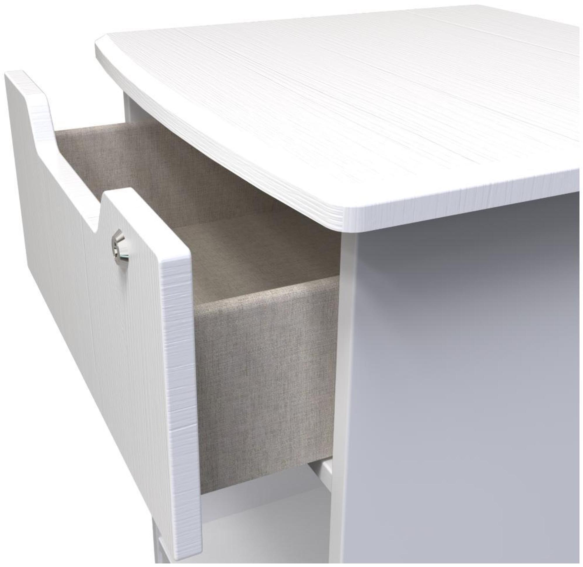 Product photograph of Bella White 1 Drawer Bedside Table With Lock from Choice Furniture Superstore.