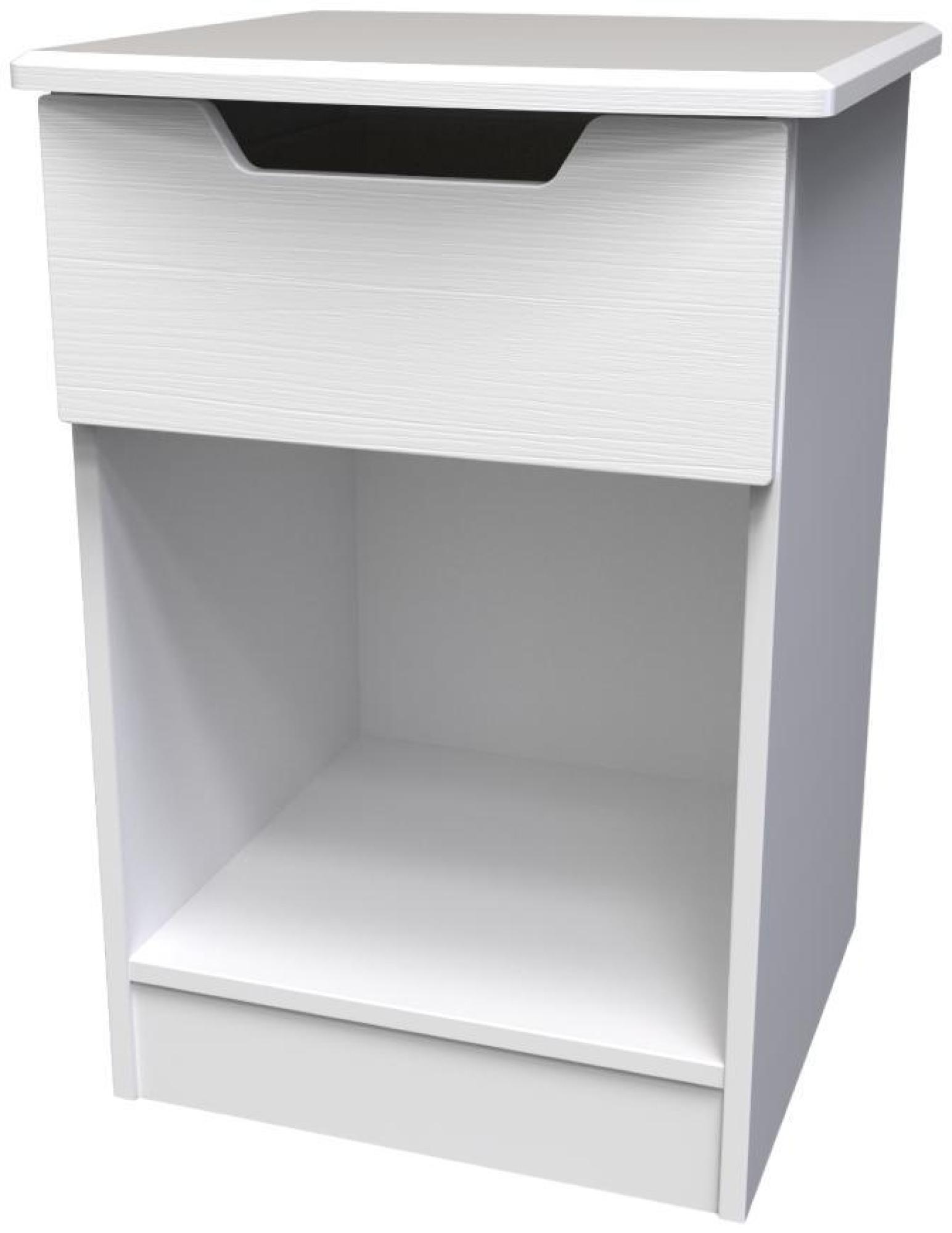Product photograph of Bella White 1 Drawer Bedside Cabinet from Choice Furniture Superstore.