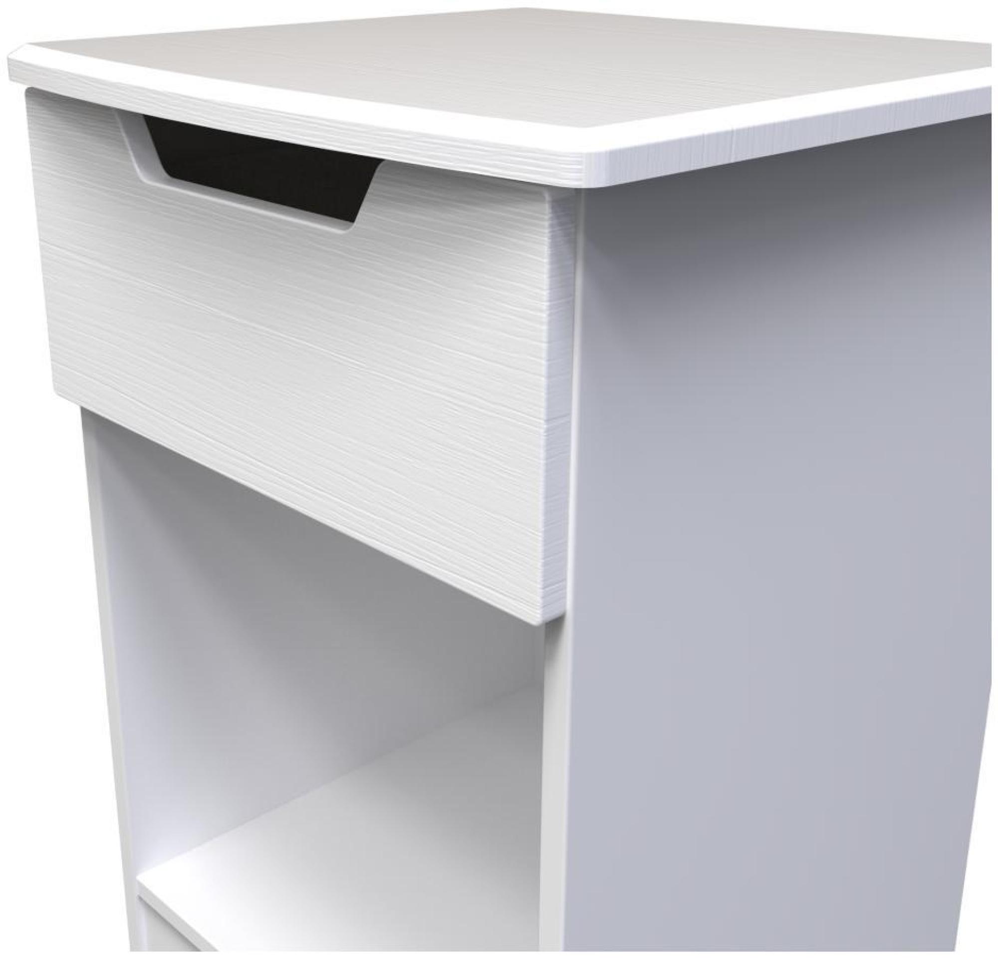 Product photograph of Bella White 1 Drawer Bedside Cabinet from Choice Furniture Superstore.