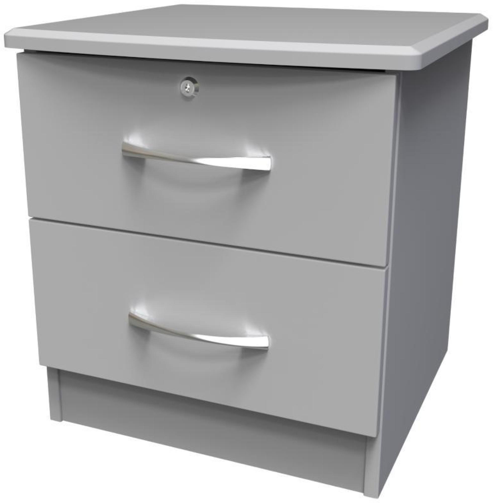 Product photograph of Eve Grey 2 Drawer Bedside Cabinet With Lock from Choice Furniture Superstore.
