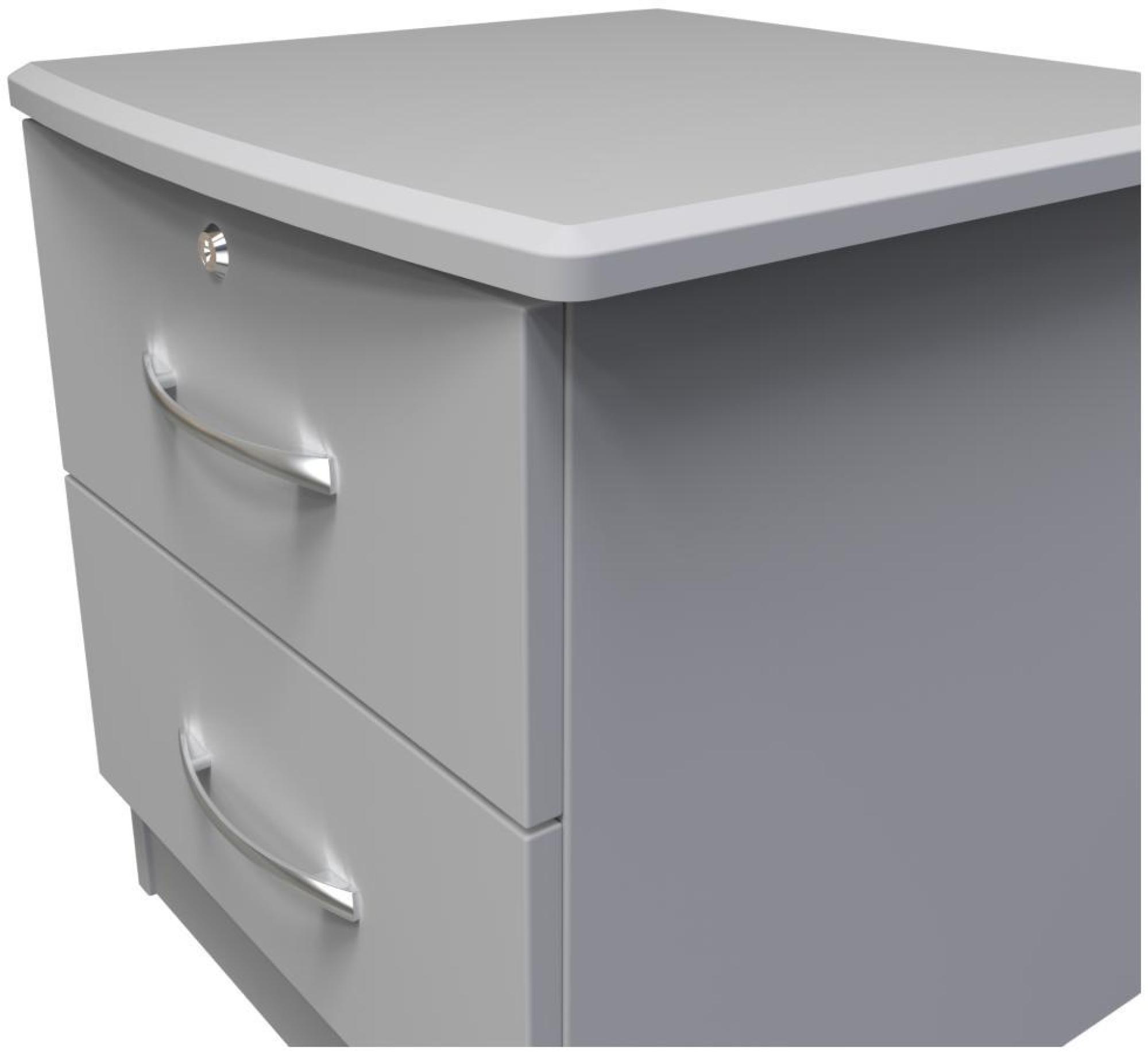 Product photograph of Eve Grey 2 Drawer Bedside Cabinet With Lock from Choice Furniture Superstore.