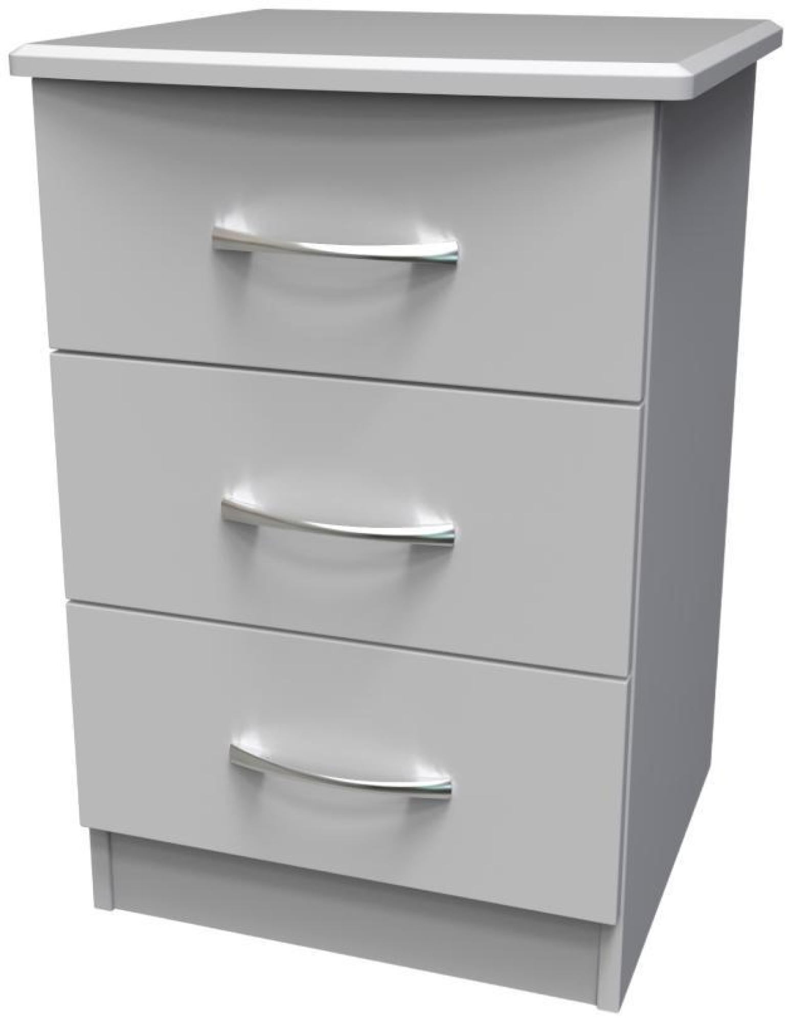 Product photograph of Eve Grey 3 Drawer Beside Cabinet from Choice Furniture Superstore.