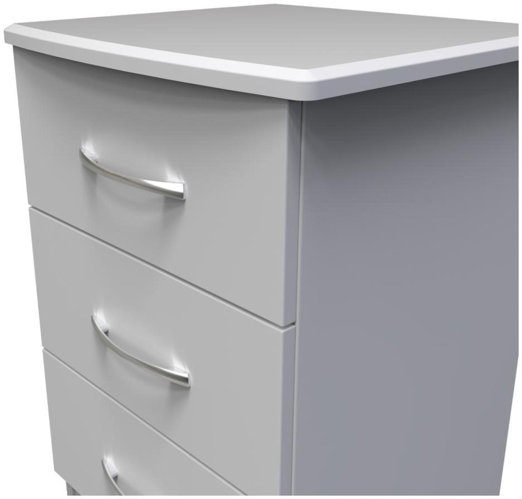 Product photograph of Eve Grey 3 Drawer Beside Cabinet from Choice Furniture Superstore.