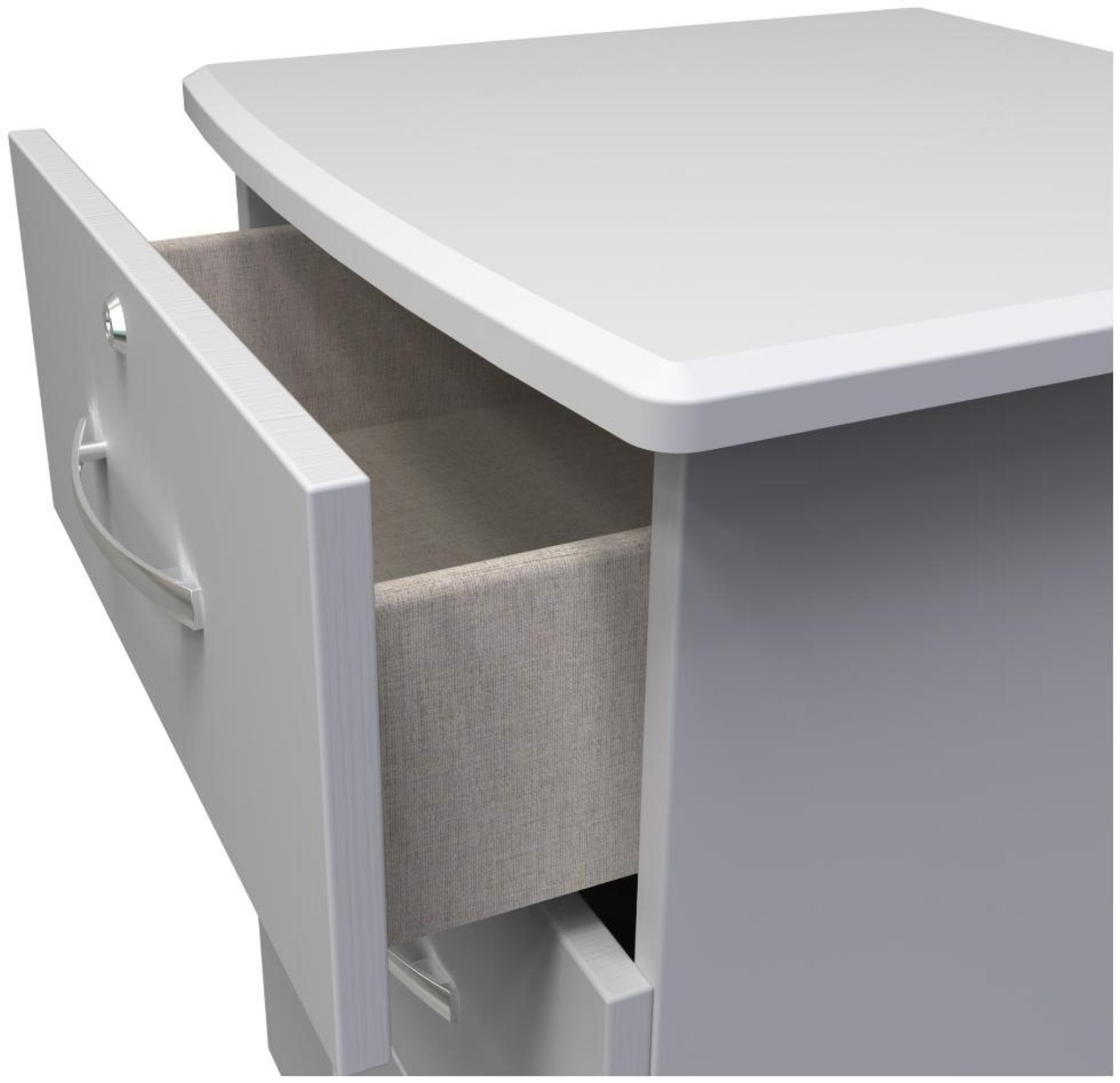 Product photograph of Eve Grey 3 Drawer Bedside Cabinet With Lock from Choice Furniture Superstore.