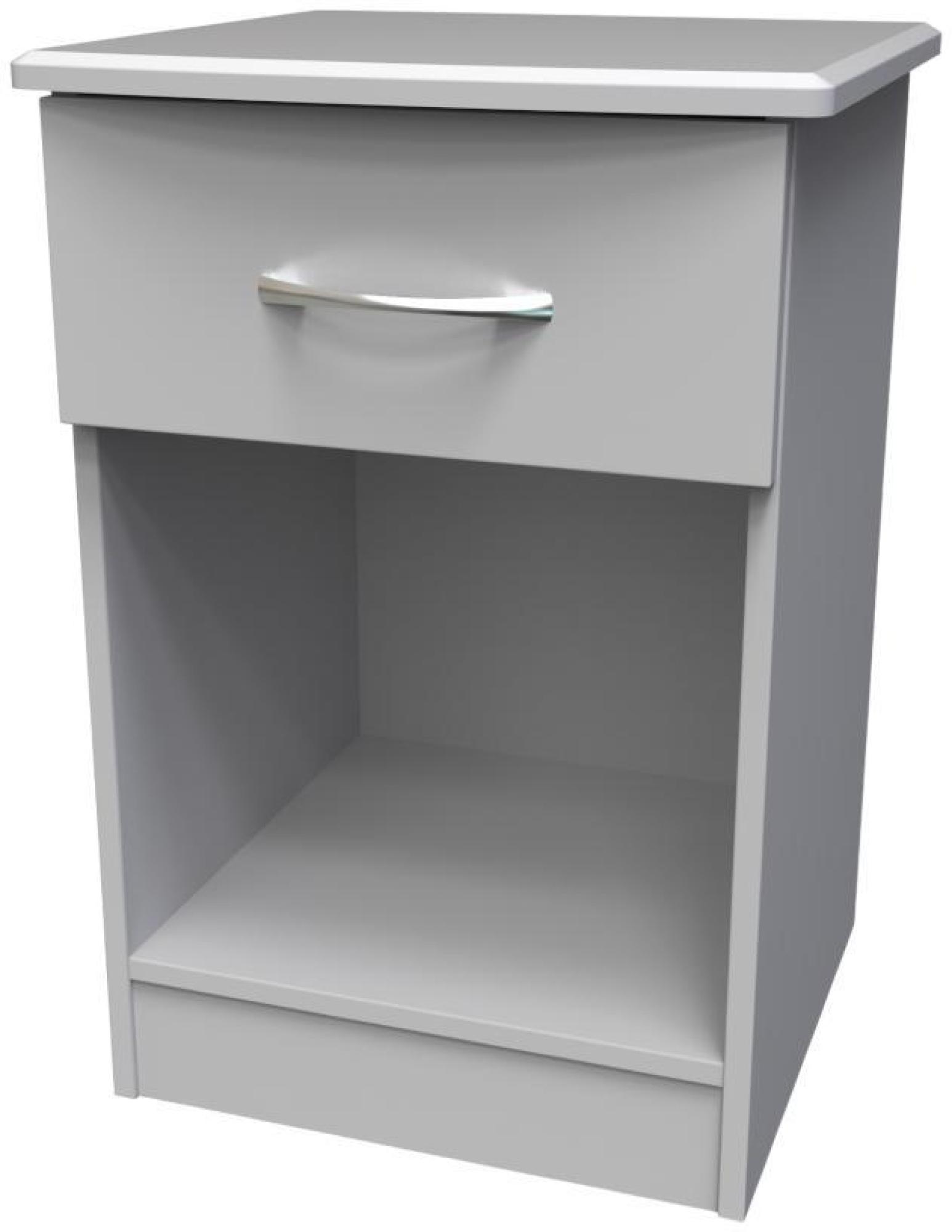 Product photograph of Eve Grey 1 Drawer Bedside Cabinet from Choice Furniture Superstore.