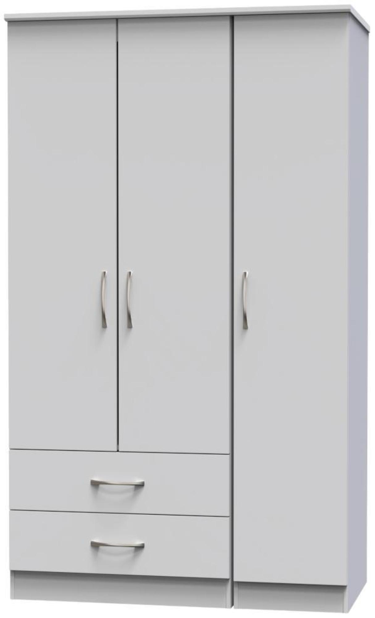 Product photograph of Eve Grey 3 Door Triple Wardrobe - Lhf 2 Drawers from Choice Furniture Superstore.