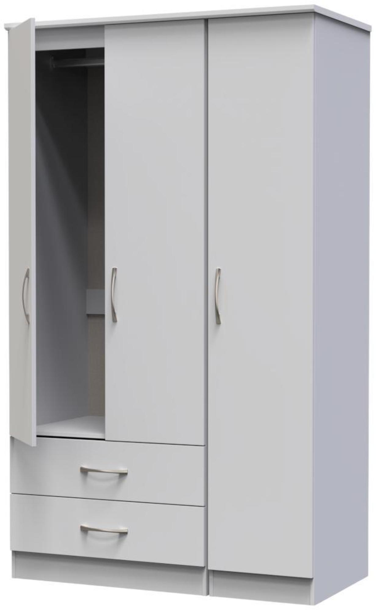 Product photograph of Eve Grey 3 Door Triple Wardrobe - Lhf 2 Drawers from Choice Furniture Superstore.