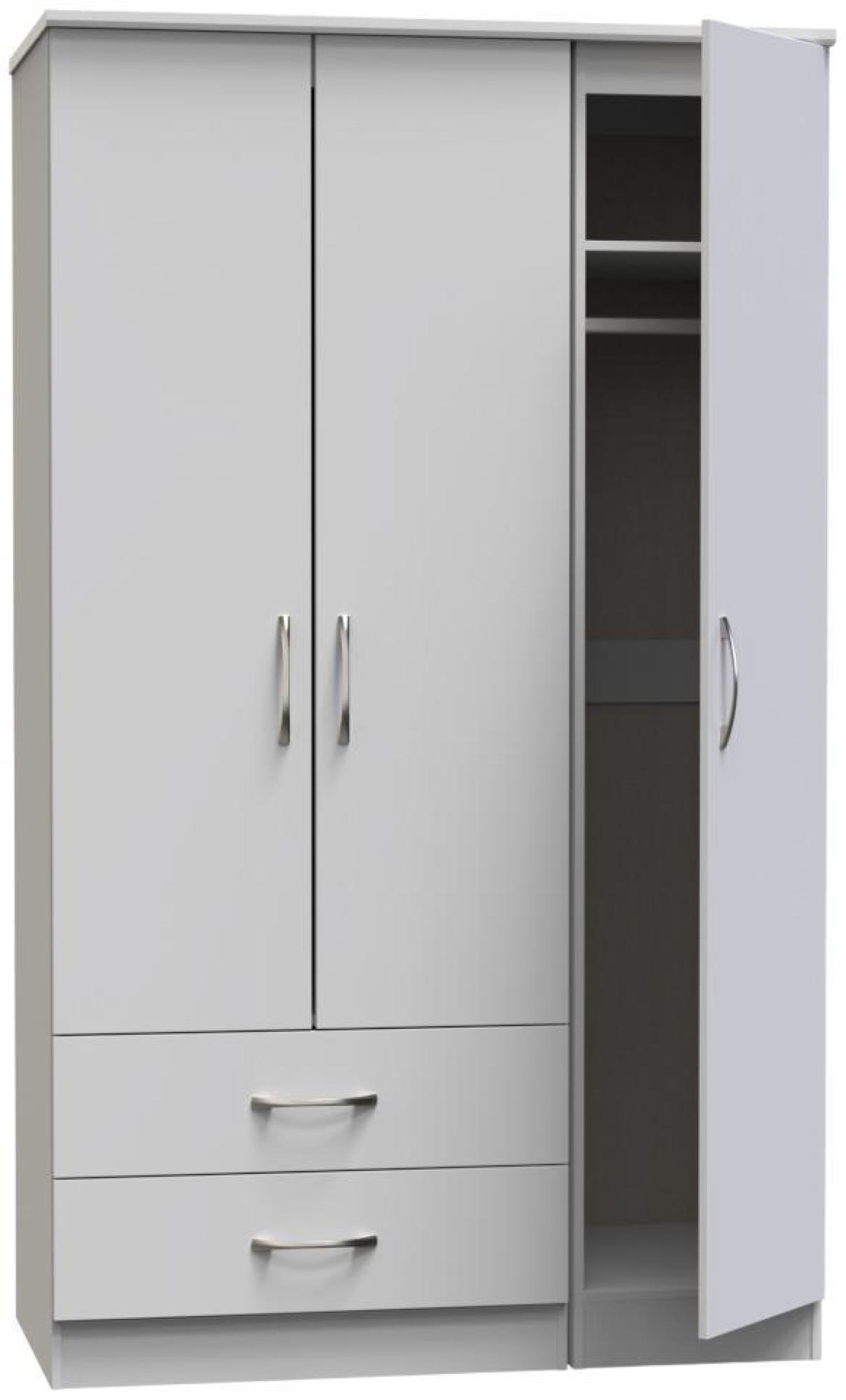 Product photograph of Eve Grey 3 Door Triple Wardrobe - Lhf 2 Drawers from Choice Furniture Superstore.