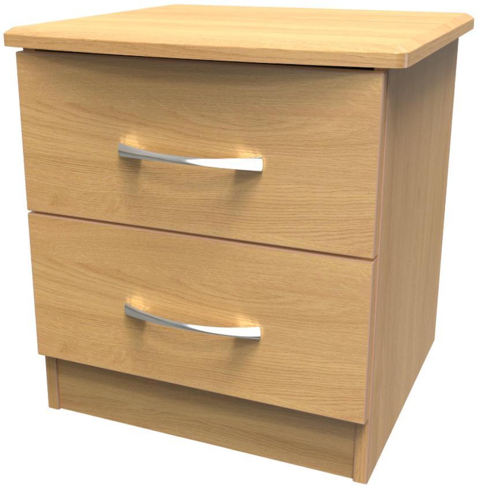 Product photograph of Eve Oak Effect 2 Drawer Bedside Cabinet from Choice Furniture Superstore.