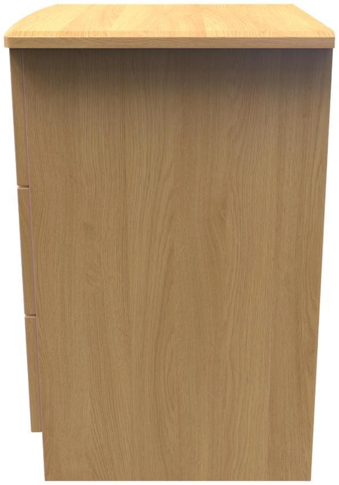 Product photograph of Eve Oak Effect 3 Drawer Bedside Cabinet With Lock from Choice Furniture Superstore.