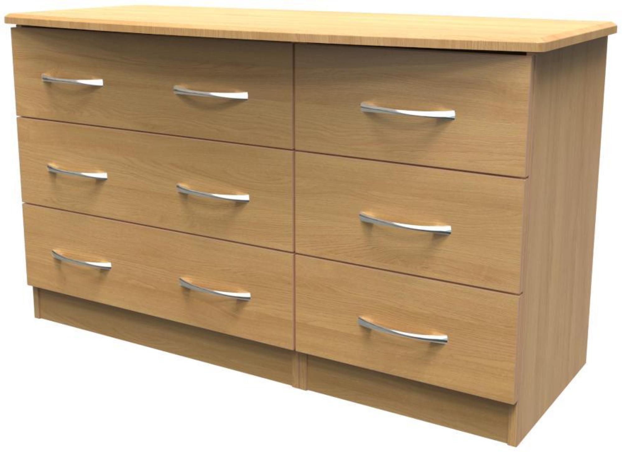 Product photograph of Eve Oak Effect 6 Drawer Midi Dresser from Choice Furniture Superstore.