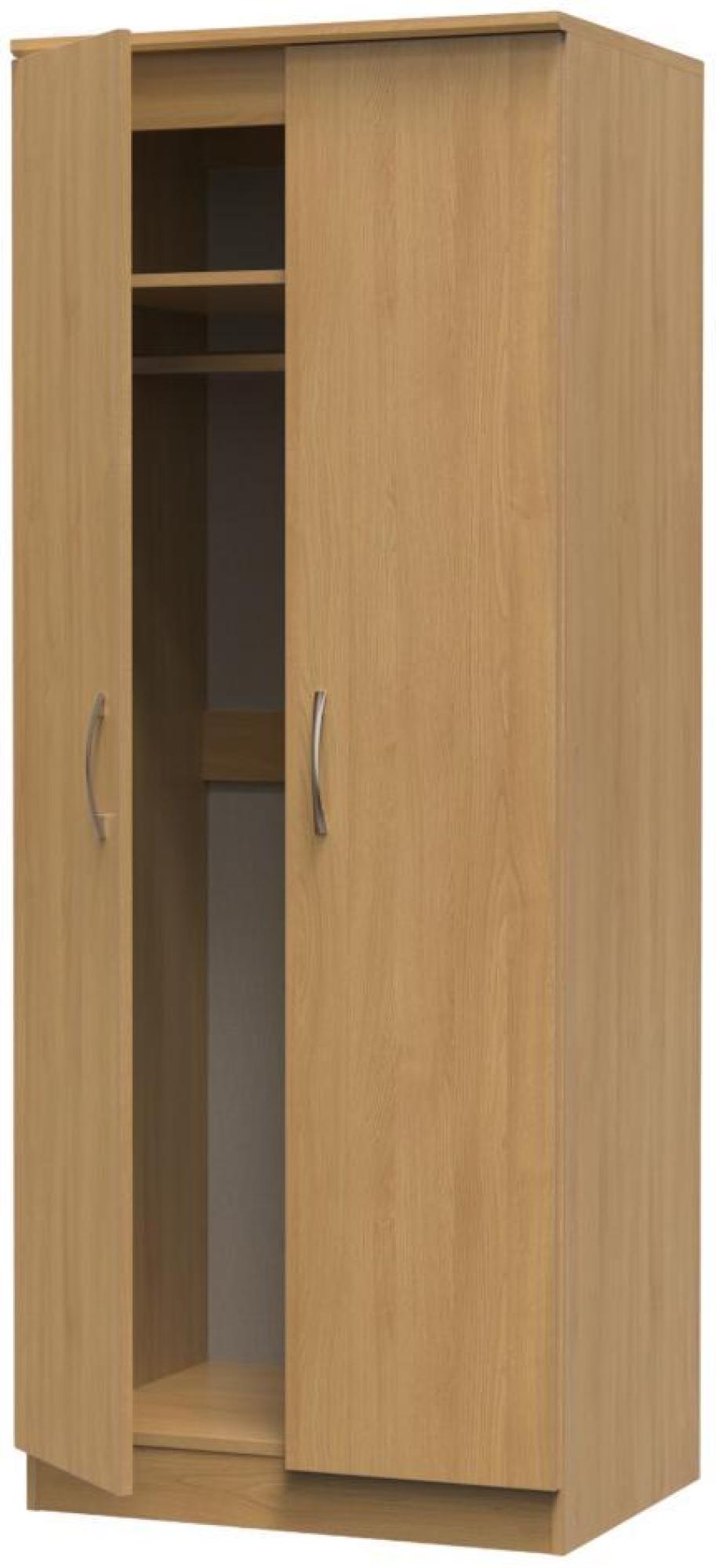 Product photograph of Eve Oak Effect 2 Door Plain Tall Wardrobe from Choice Furniture Superstore.