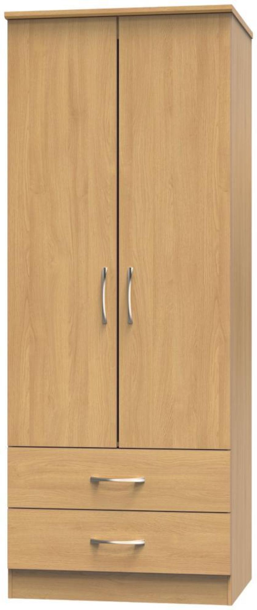 Product photograph of Eve Oak Effect 2 Door 2 Drawer Double Tall Wardrobe from Choice Furniture Superstore.