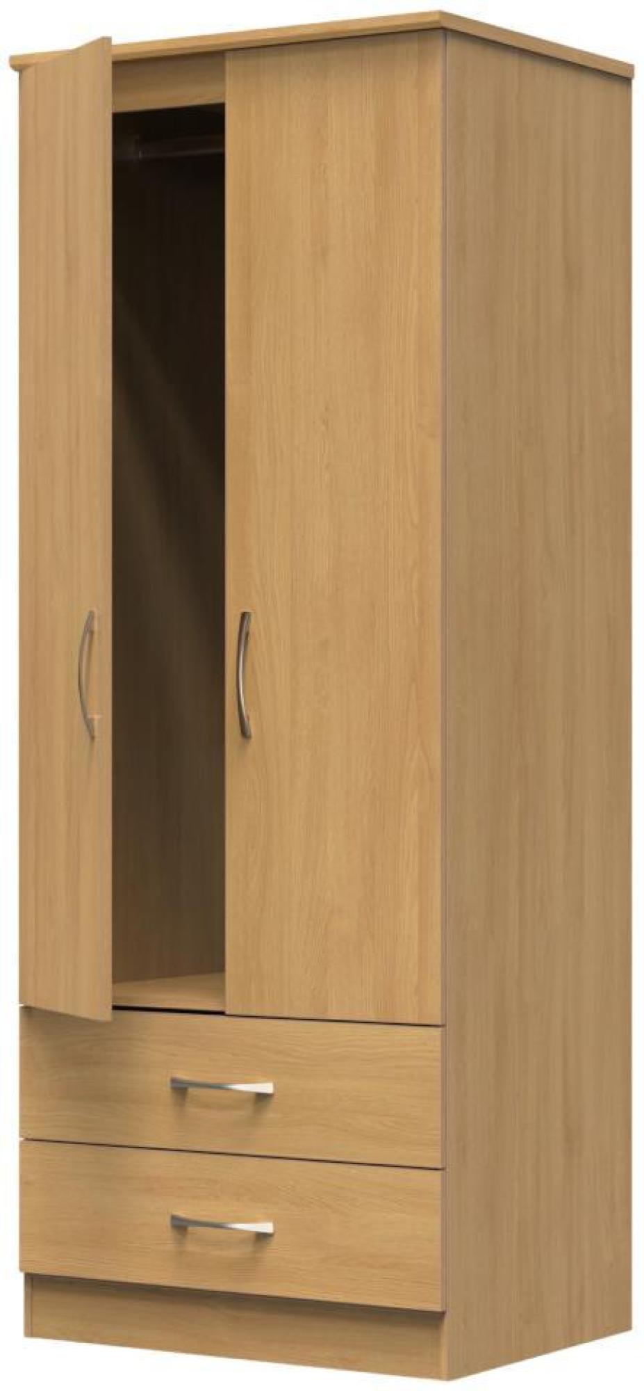 Product photograph of Eve Oak Effect 2 Door 2 Drawer Double Tall Wardrobe from Choice Furniture Superstore.