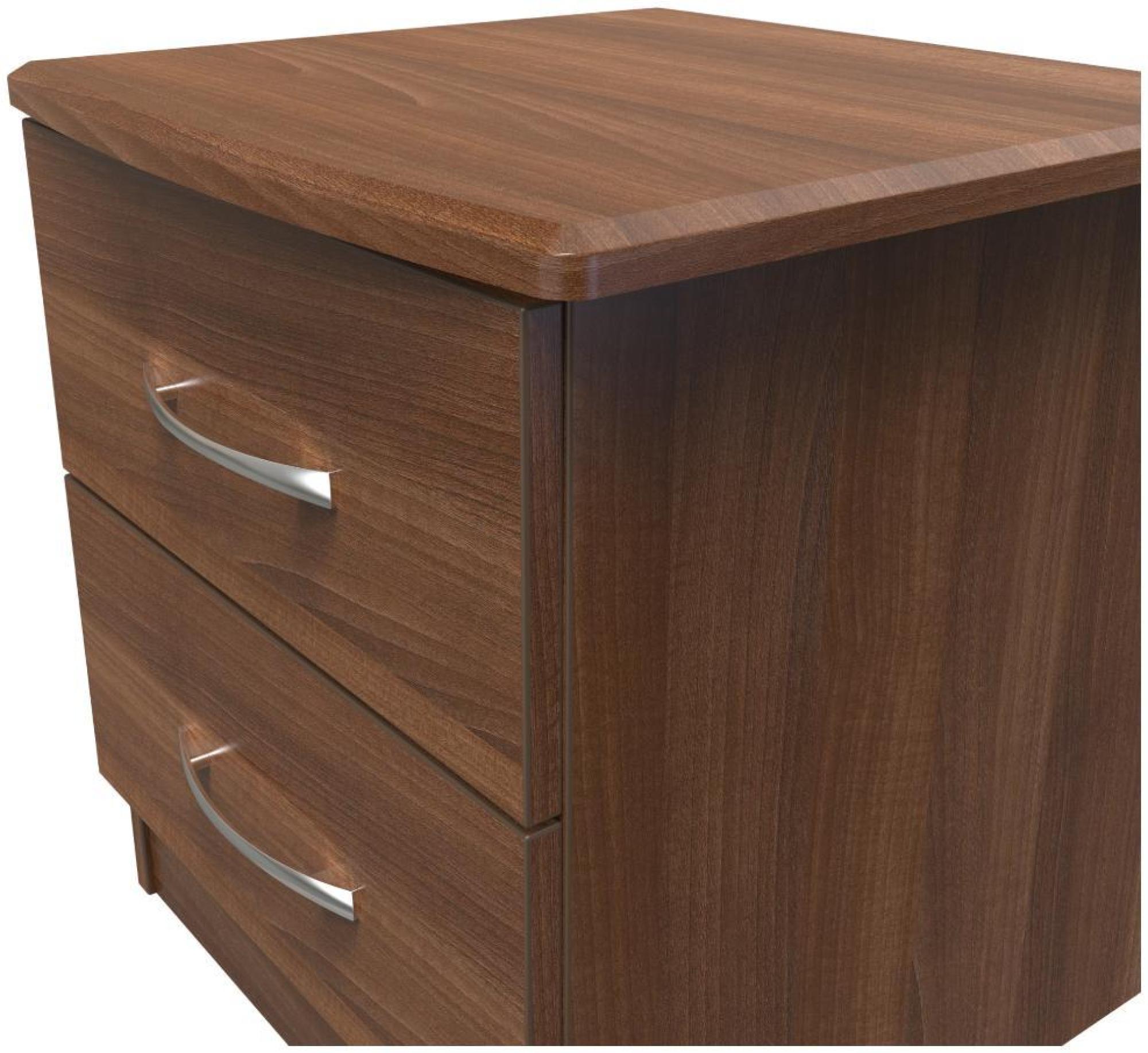 Product photograph of Eve Walnut Effect 2 Drawer Bedside Cabinet from Choice Furniture Superstore.