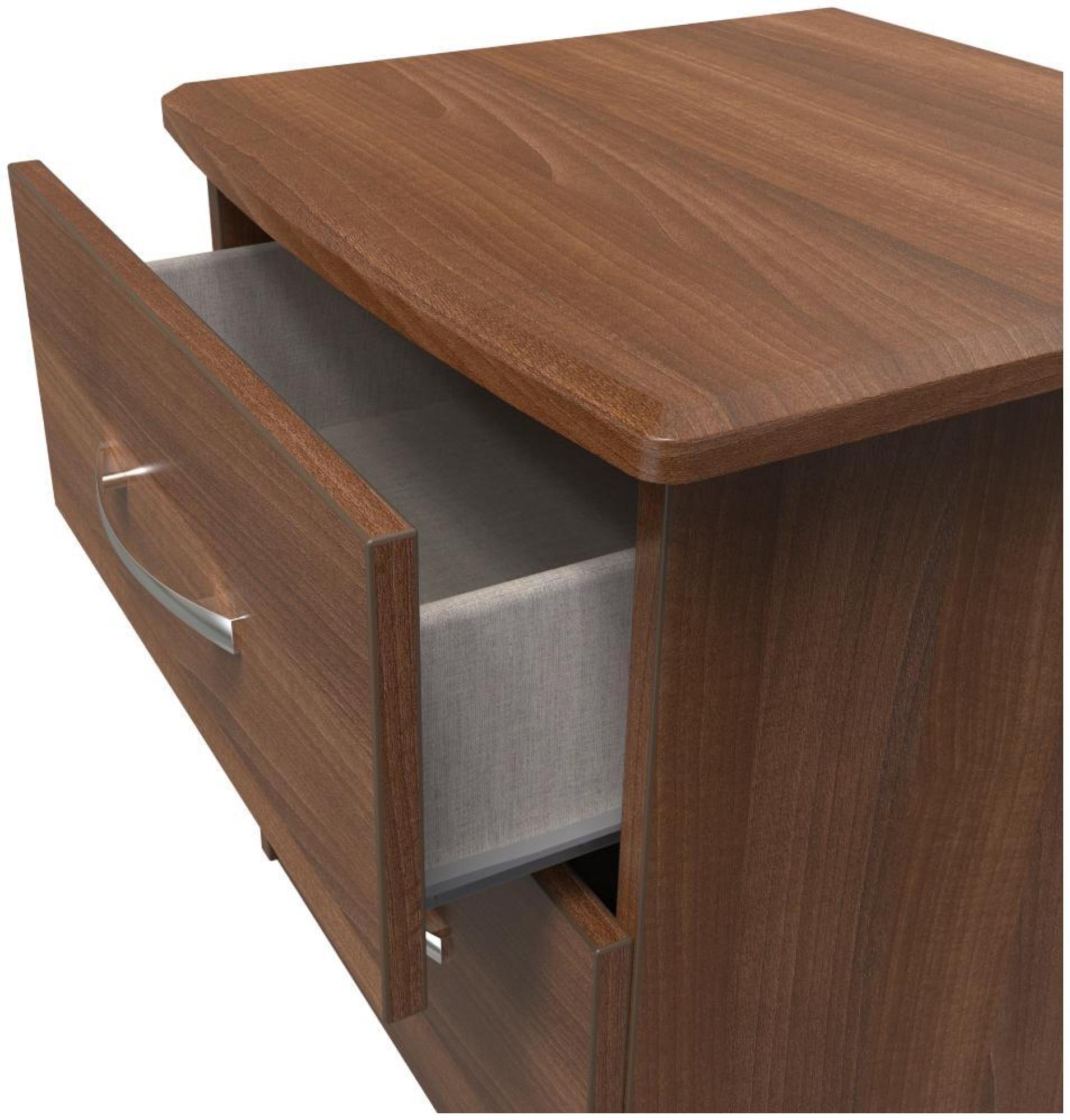 Product photograph of Eve Walnut Effect 2 Drawer Bedside Cabinet from Choice Furniture Superstore.