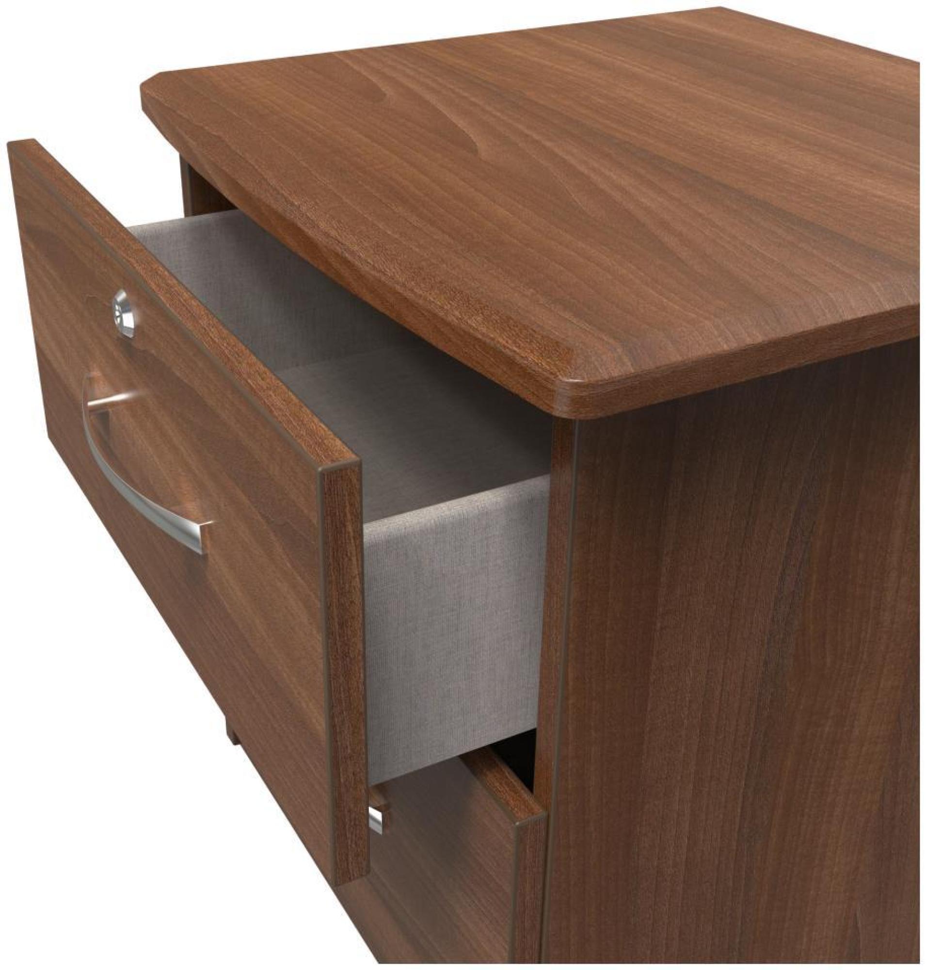 Product photograph of Eve Walnut Effect 2 Drawer Bedside Cabinet With Lock from Choice Furniture Superstore.