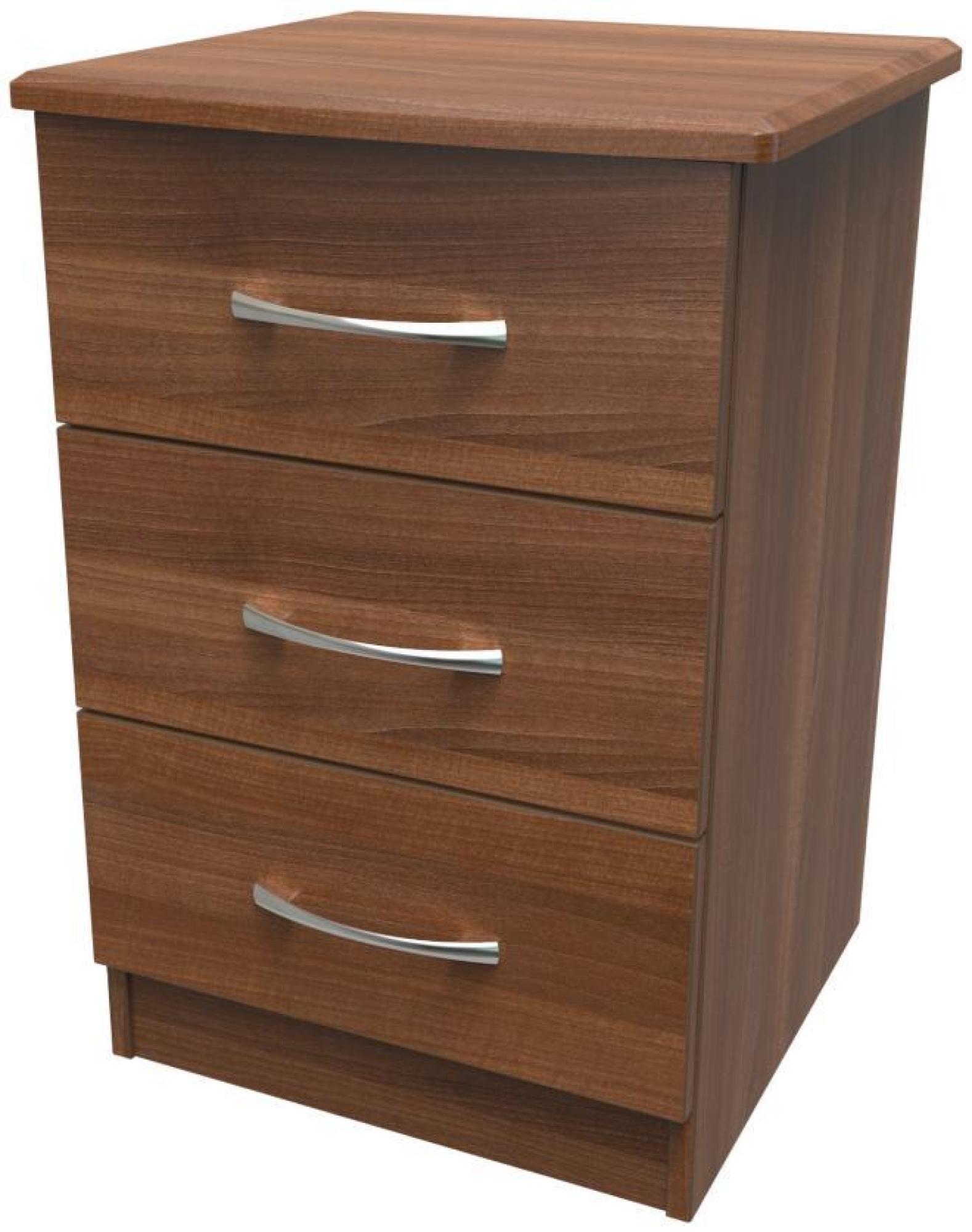 Product photograph of Eve Walnut Effect 3 Drawer Beside Cabinet from Choice Furniture Superstore.