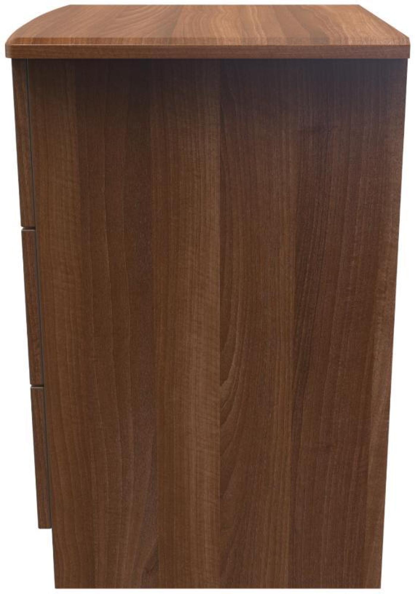 Product photograph of Eve Walnut Effect 3 Drawer Bedside Cabinet With Lock from Choice Furniture Superstore.