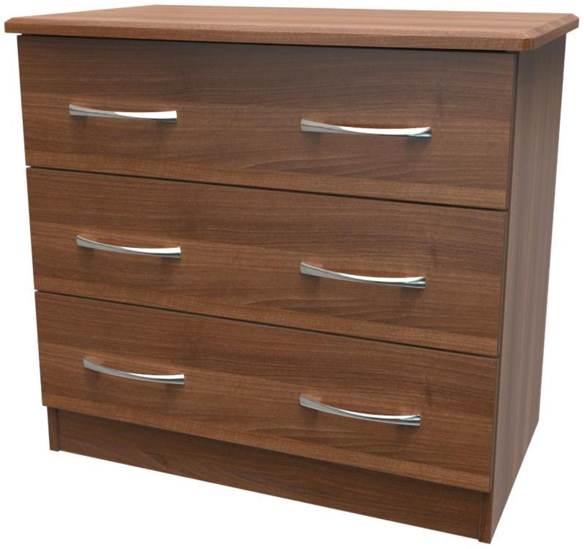 Product photograph of Eve Walnut Effect 3 Drawer Small Chest from Choice Furniture Superstore.