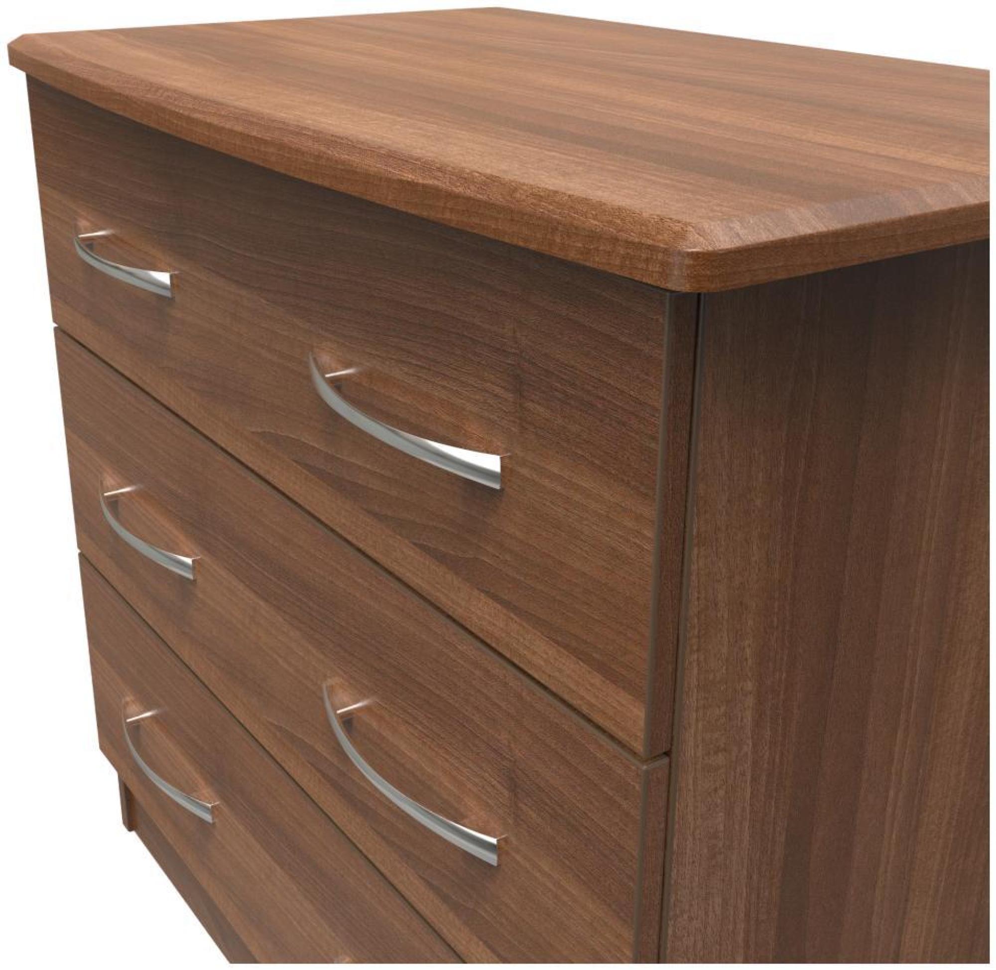 Product photograph of Eve Walnut Effect 3 Drawer Small Chest from Choice Furniture Superstore.