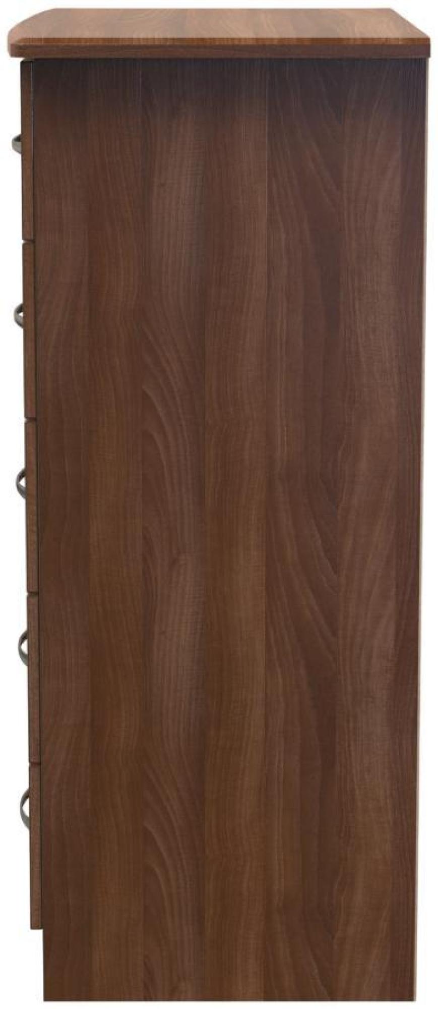 Product photograph of Eve Walnut Effect 5 Drawer Chest from Choice Furniture Superstore.