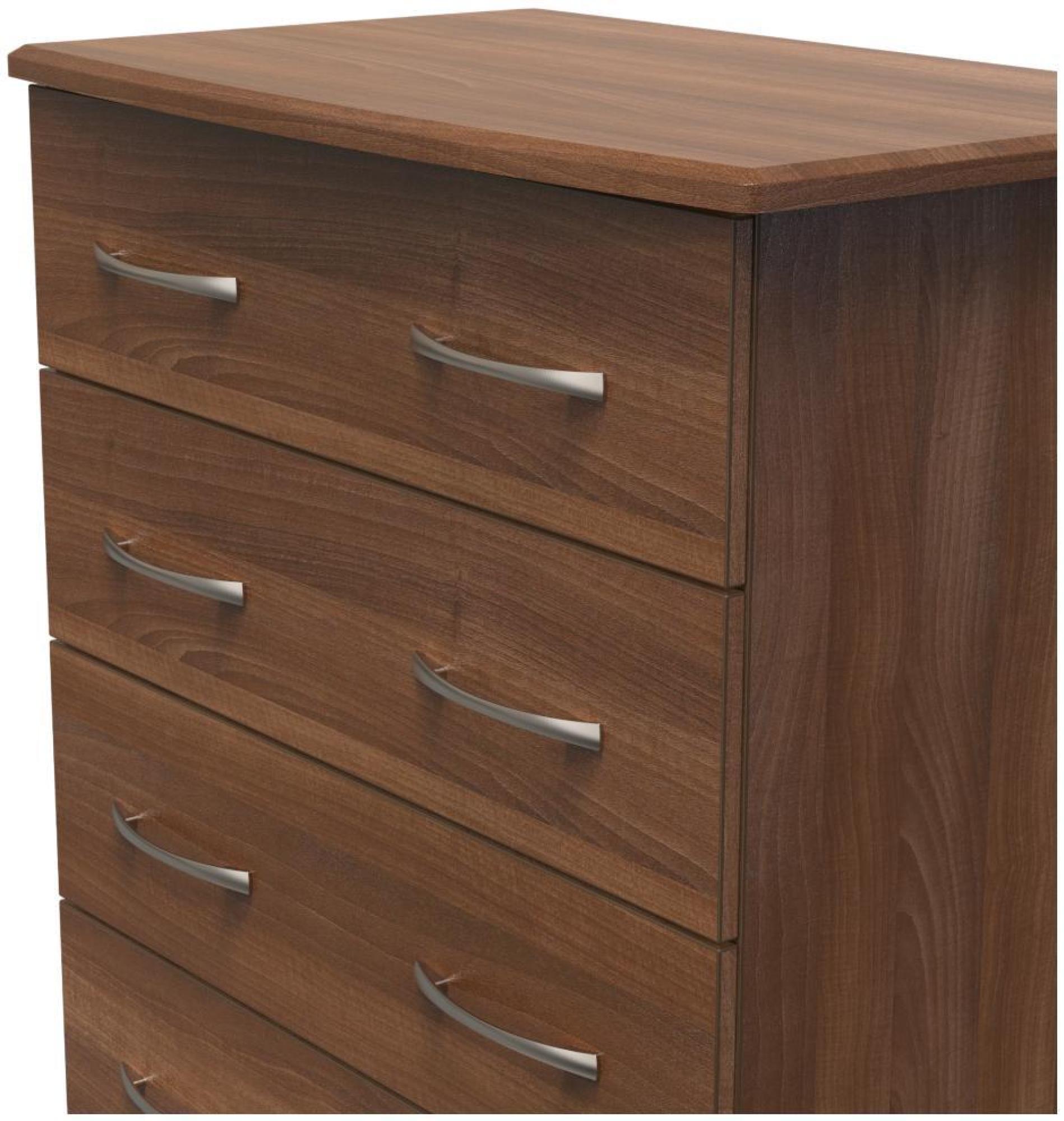 Product photograph of Eve Walnut Effect 5 Drawer Chest from Choice Furniture Superstore.