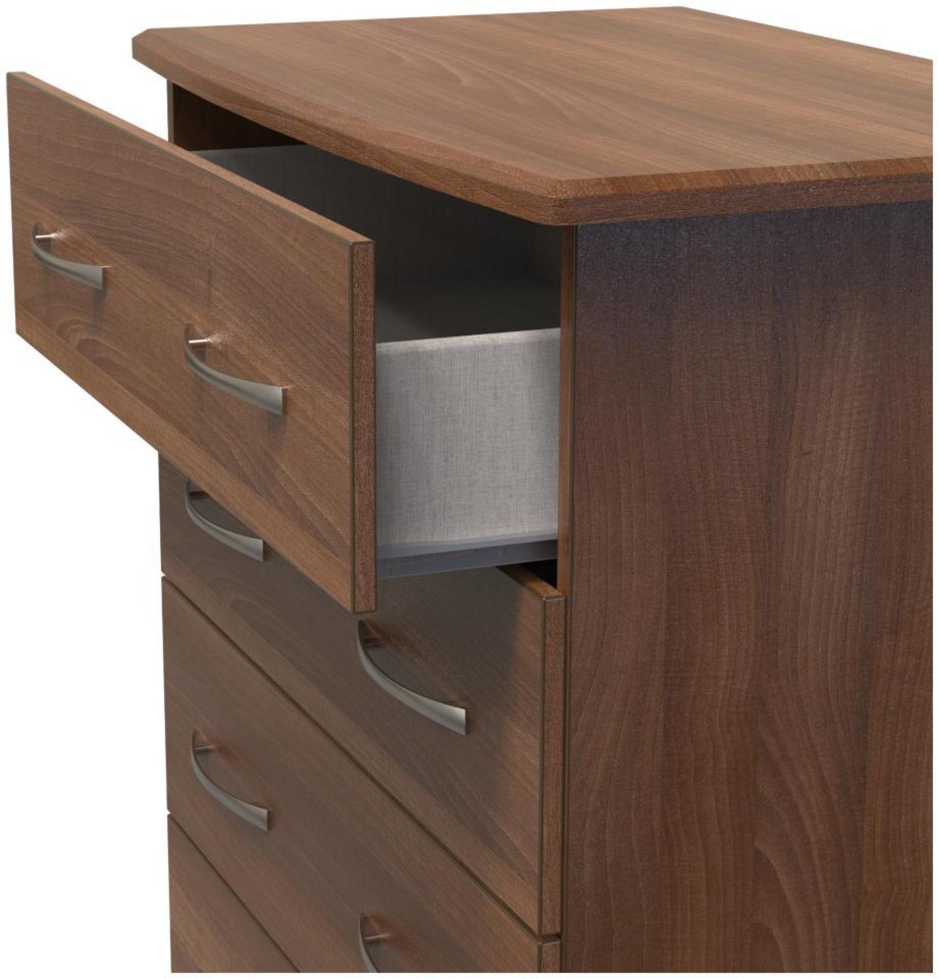 Product photograph of Eve Walnut Effect 5 Drawer Chest from Choice Furniture Superstore.