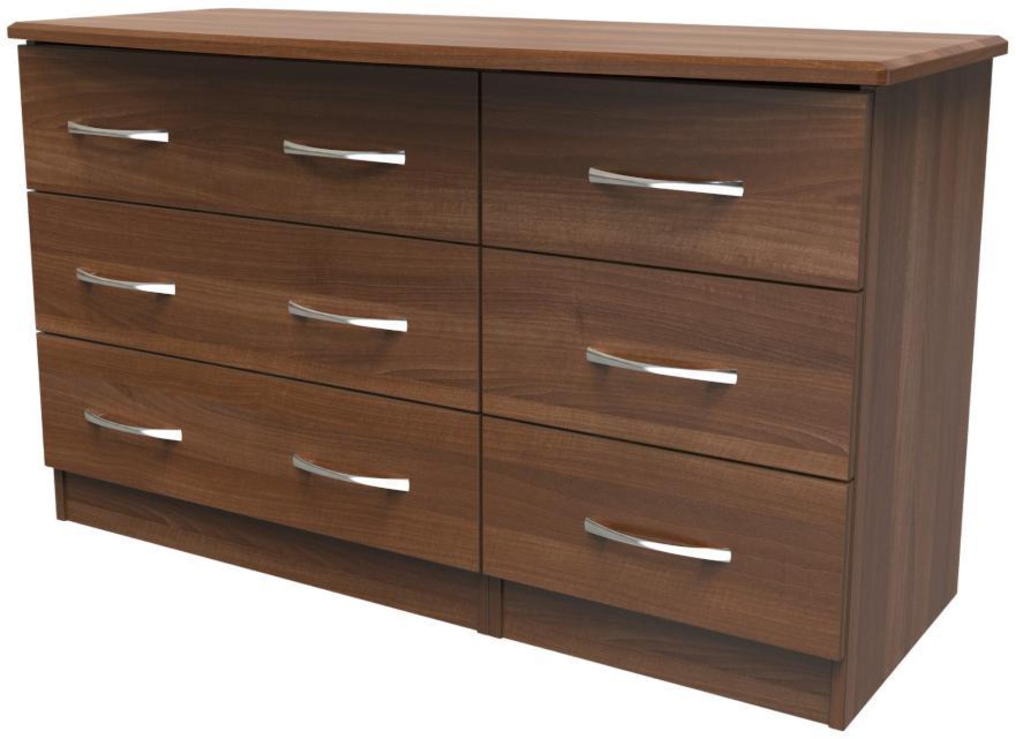 Product photograph of Eve Walnut Effect 6 Drawer Midi Dresser from Choice Furniture Superstore.