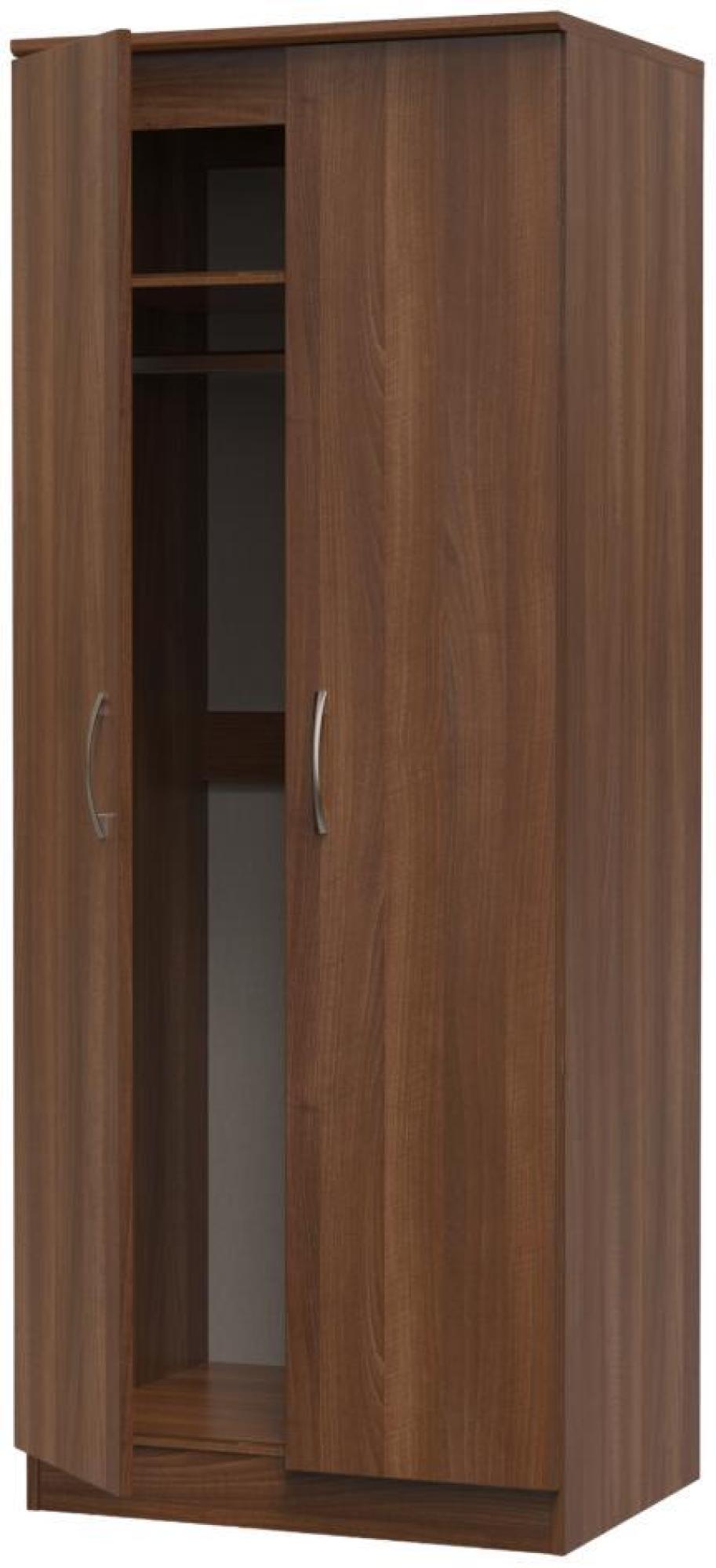 Product photograph of Eve Walnut Effect 2 Door Plain Tall Wardrobe from Choice Furniture Superstore.