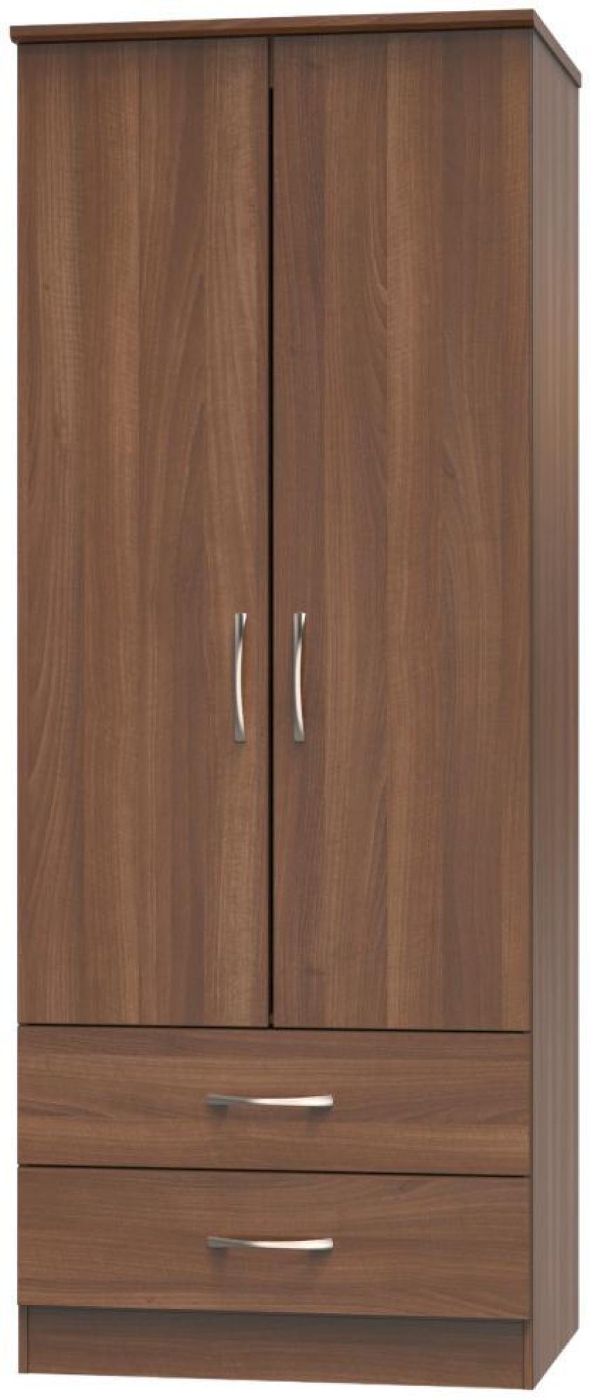 Product photograph of Eve Walnut 2 Door 2 Drawer Double Tall Wardrobe from Choice Furniture Superstore.