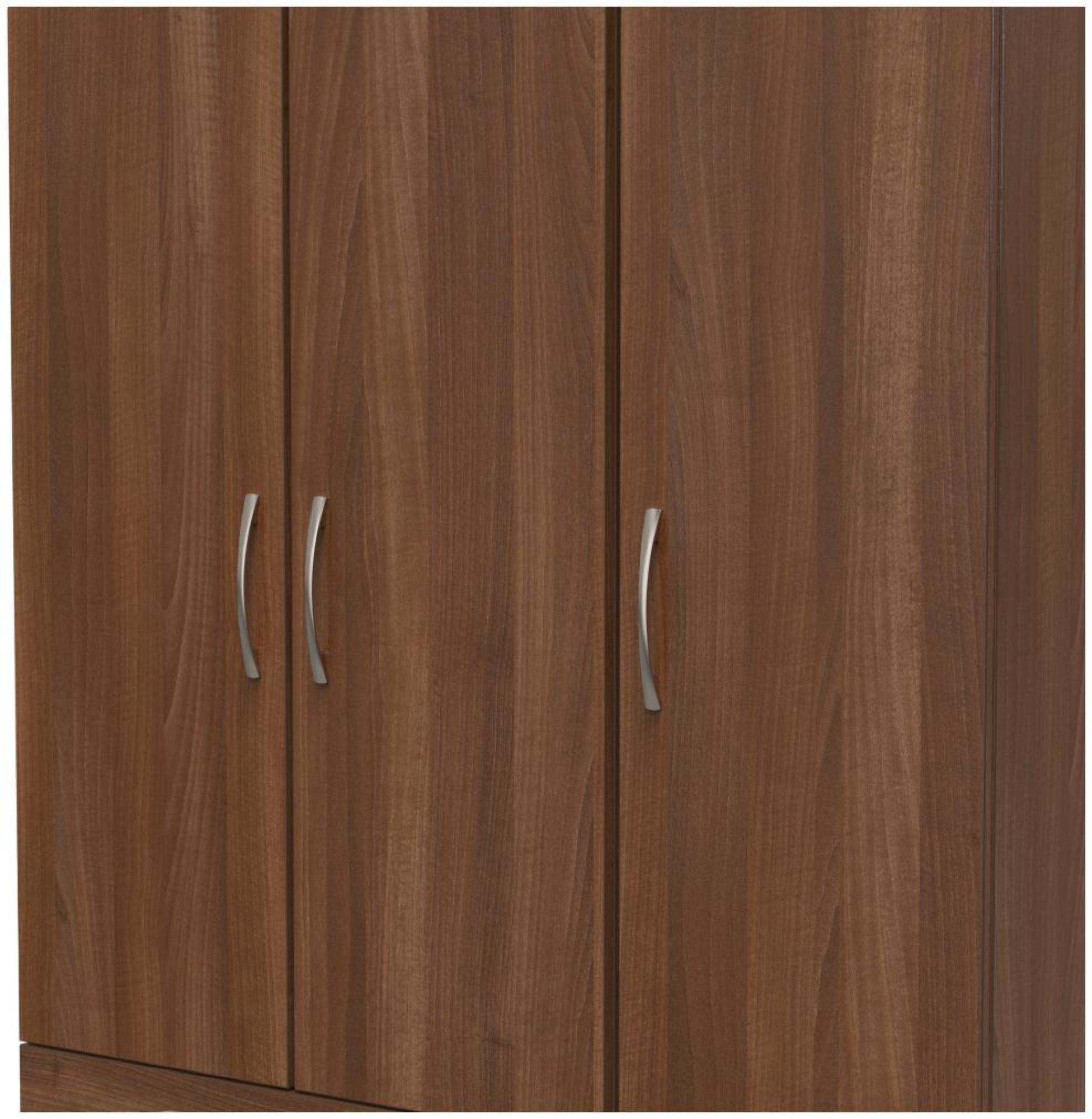 Product photograph of Eve Walnut Effect 3 Door Tall Triple Wardrobe - Lhf 2 Drawers from Choice Furniture Superstore.