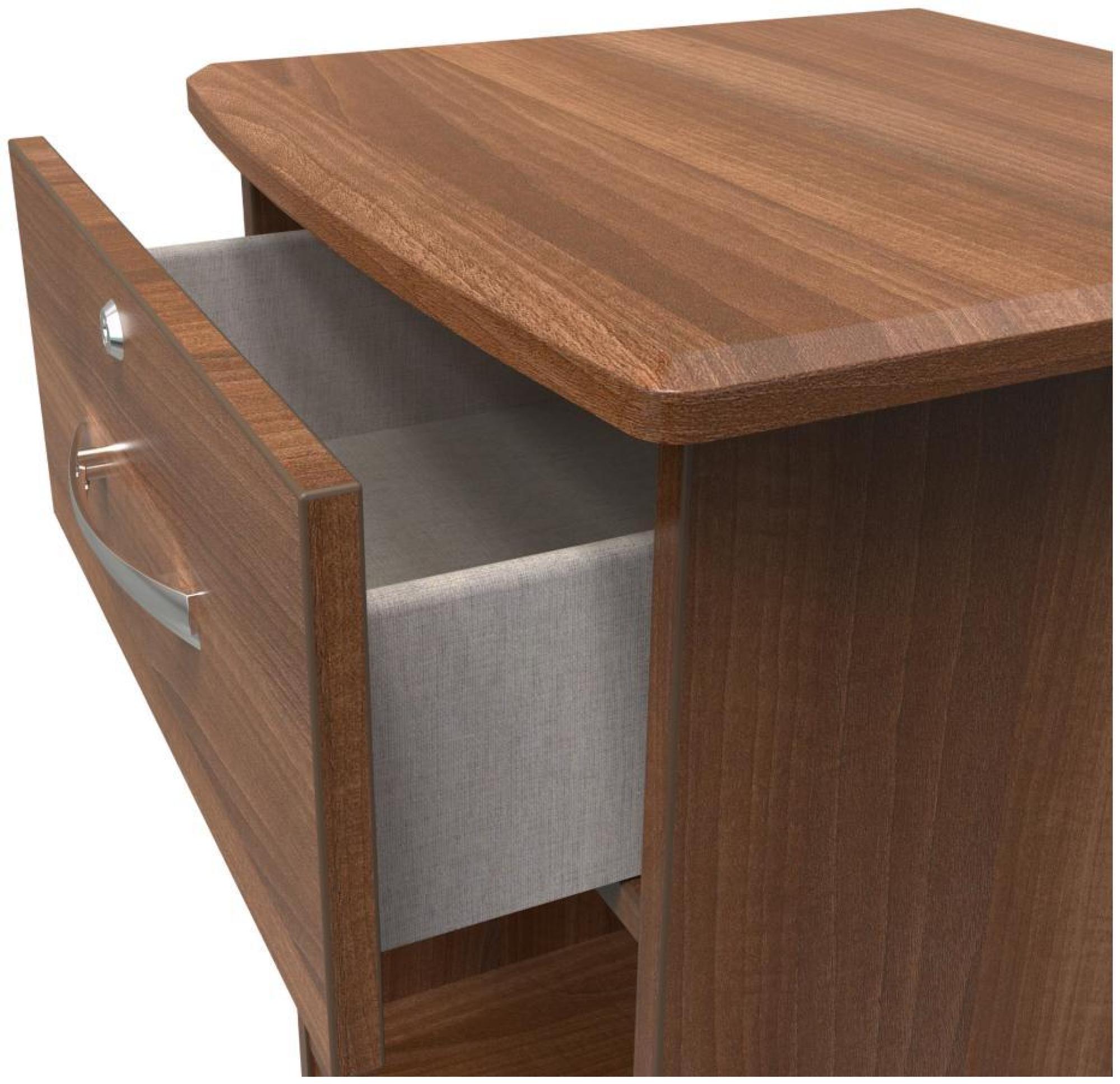 Product photograph of Eve Walnut Effect 1 Drawer Bedside Table With Lock from Choice Furniture Superstore.