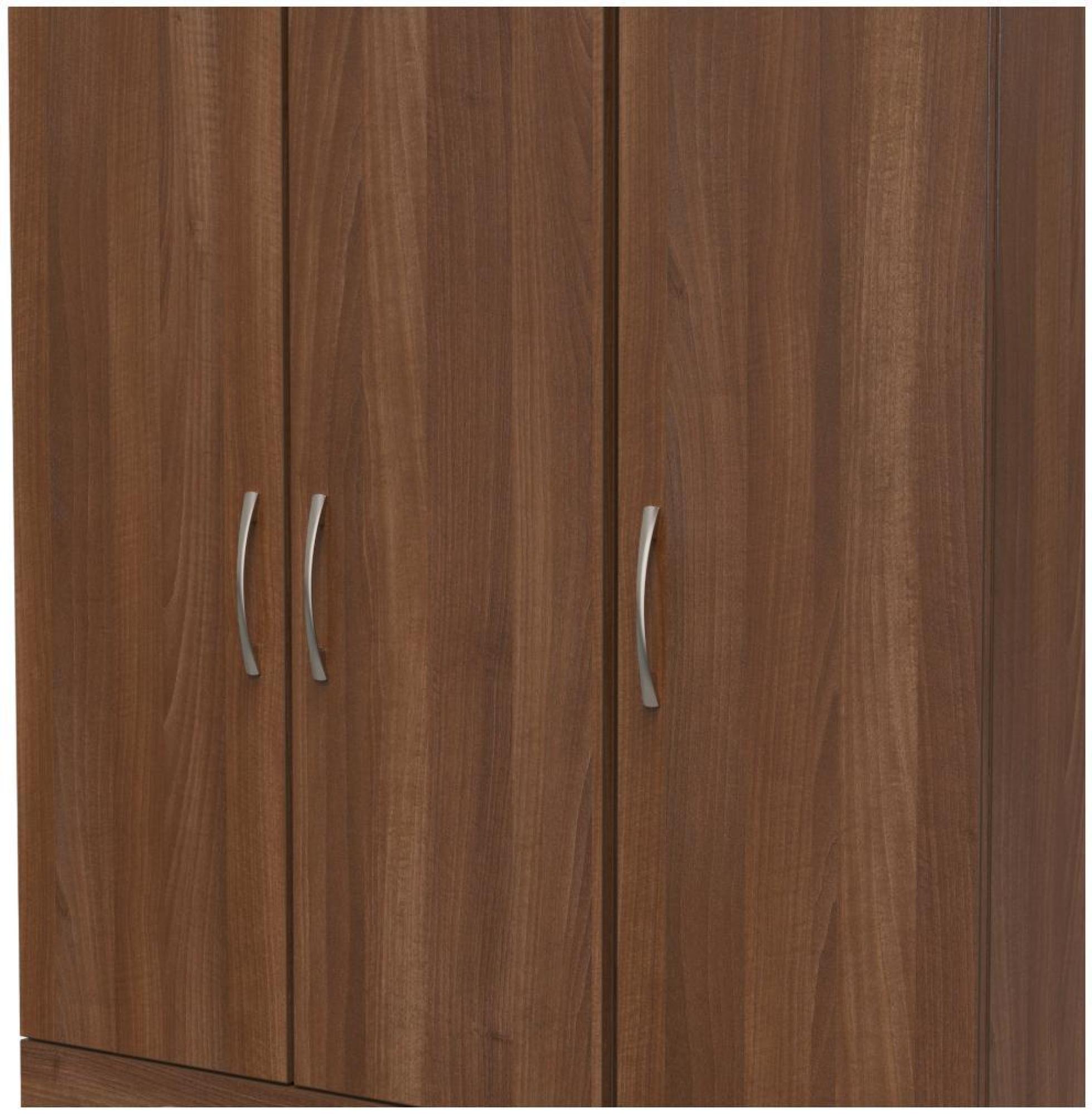 Product photograph of Eve Walnut Effect 3 Door Triple Wardrobe - Lhf 2 Drawers from Choice Furniture Superstore.