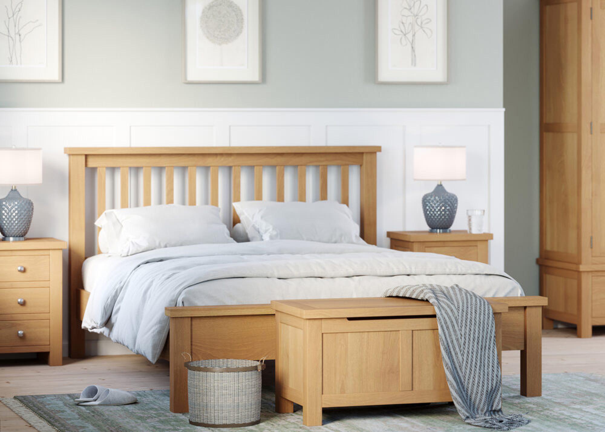 Product photograph of Appleby Oak Slatted Bed - Sizes Available from Choice Furniture Superstore.