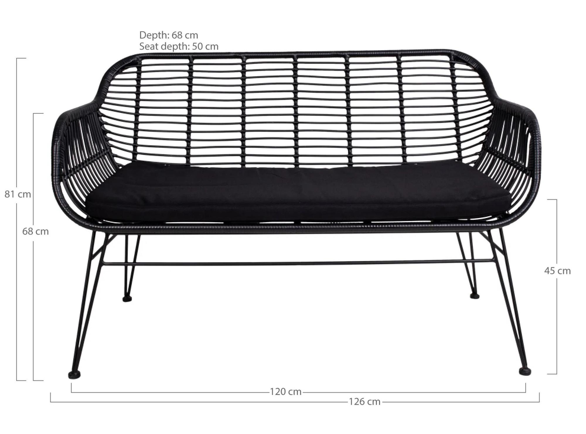 Product photograph of Trieste Black Rattan 2 Seater Outdoor Sofa from Choice Furniture Superstore.