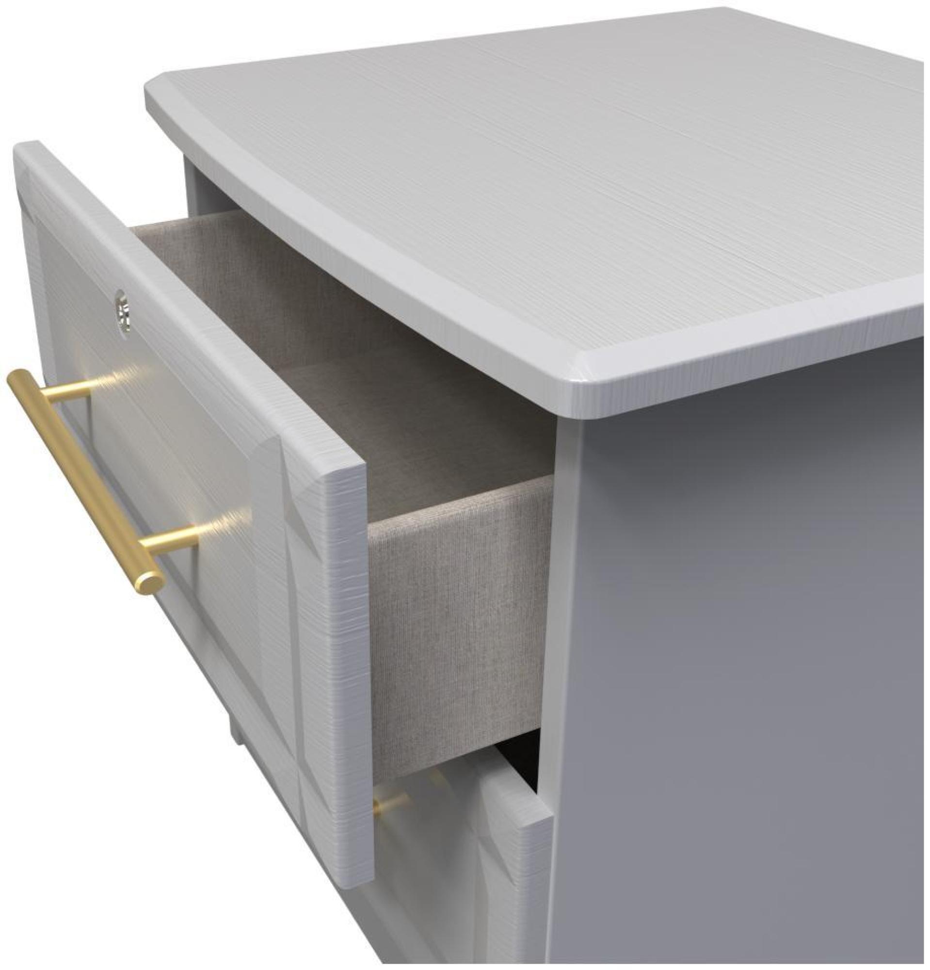 Product photograph of Faye Grey Ash 2 Drawer Bedside Cabinet With Lock from Choice Furniture Superstore.