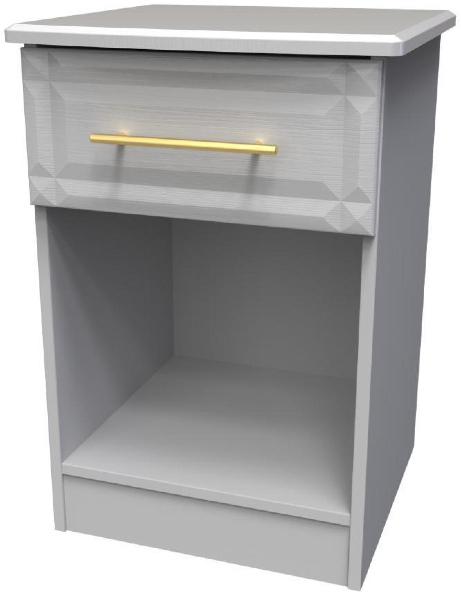 Product photograph of Faye Grey Ash 1 Drawer Bedside Cabinet from Choice Furniture Superstore.