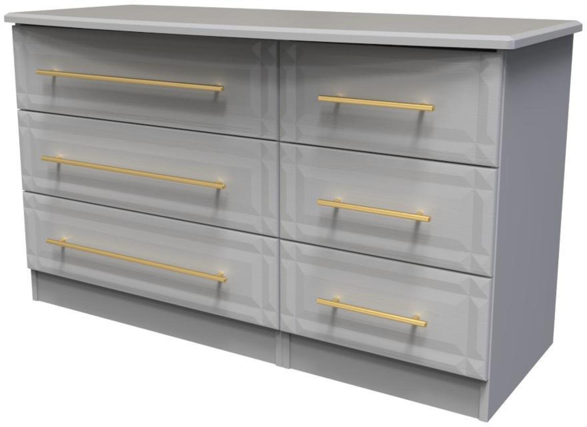 Product photograph of Faye Grey Ash 6 Drawer Midi Dresser from Choice Furniture Superstore.